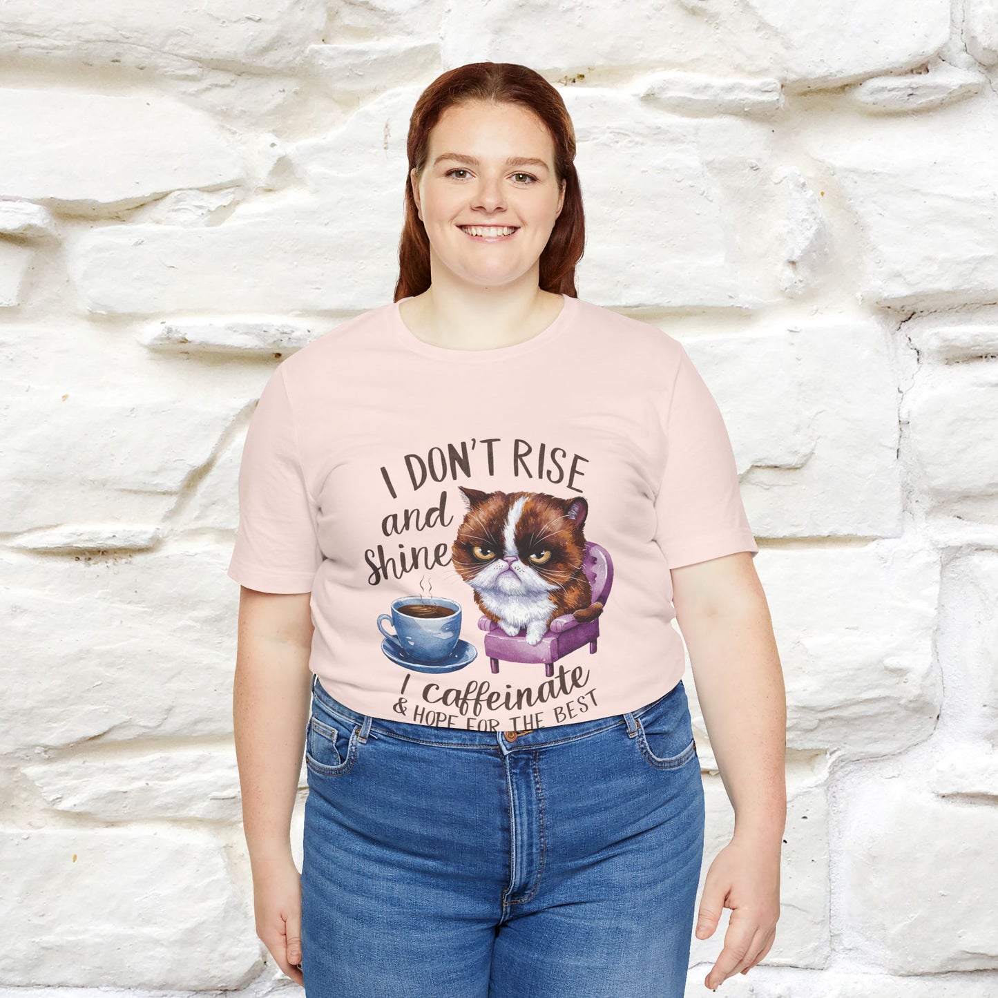 I Don’t Rise and Shine, I Caffeinate ....| Funny Cat T-Shirt| Nunu&Miao Studio - Nunu&Miao Studio