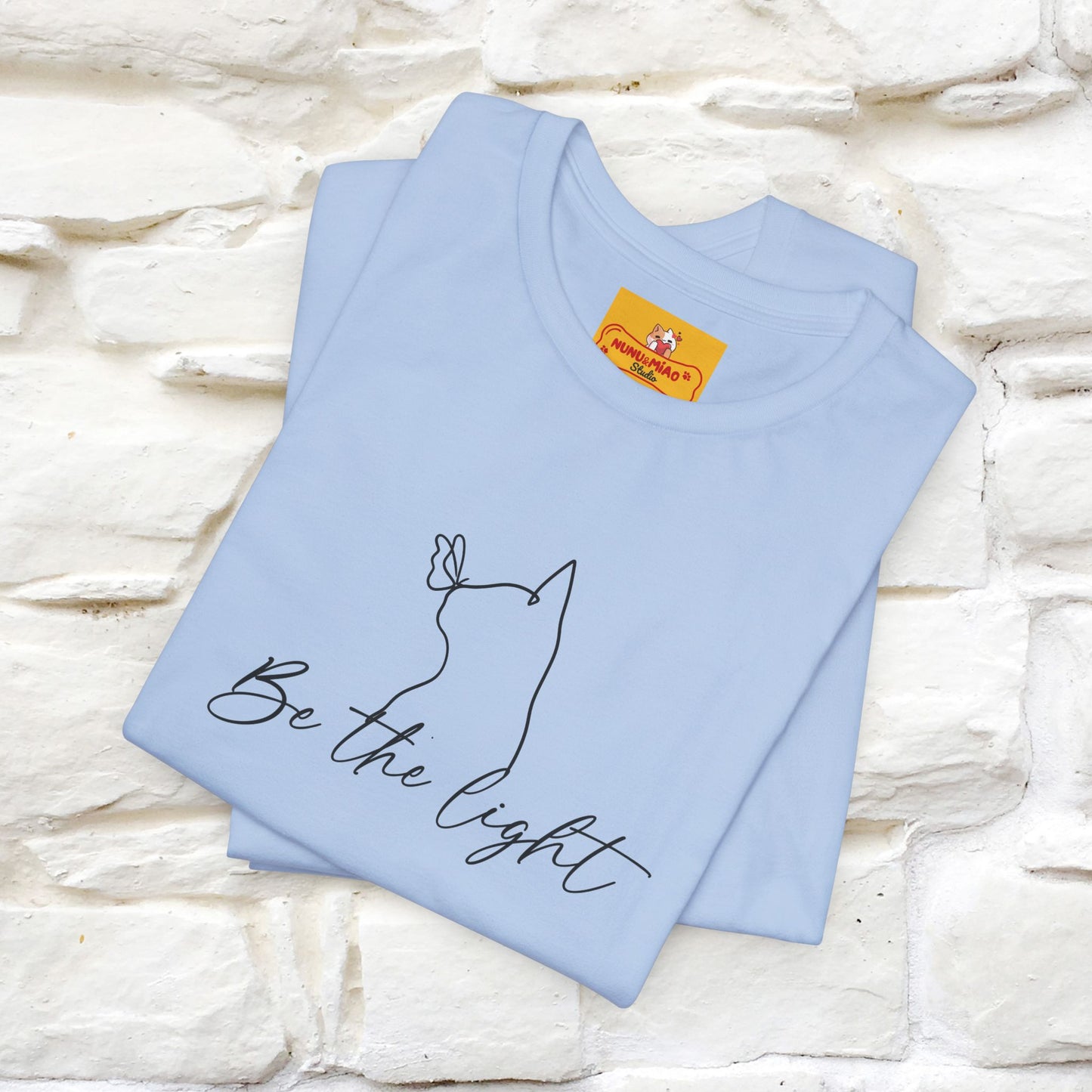 "Be The Light" Cat T-Shirt | Front & Back Design | Nunu&Miao Studio - Nunu&Miao Studio