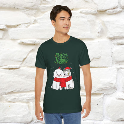 ''Buon Natale Cat and Dog'' Christmas T-shirt  | Nunu&Miao Studio - Nunu&Miao Studio