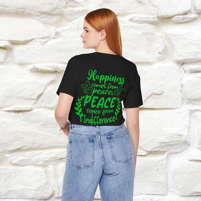 "Happiness Comes From Peace, Peace Comes From Indifference" Cat T-Shirt| Front & Back Design | Nunu&Miao Studio - Nunu&Miao Studio