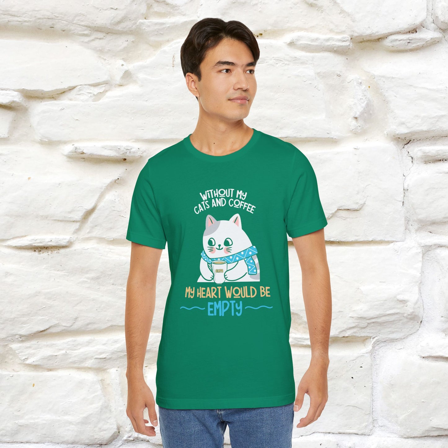 "Without My Cats and Coffee, My Heart Would Be Empty" Cat T-shirt | Nunu&Miao Studio - Nunu&Miao Studio