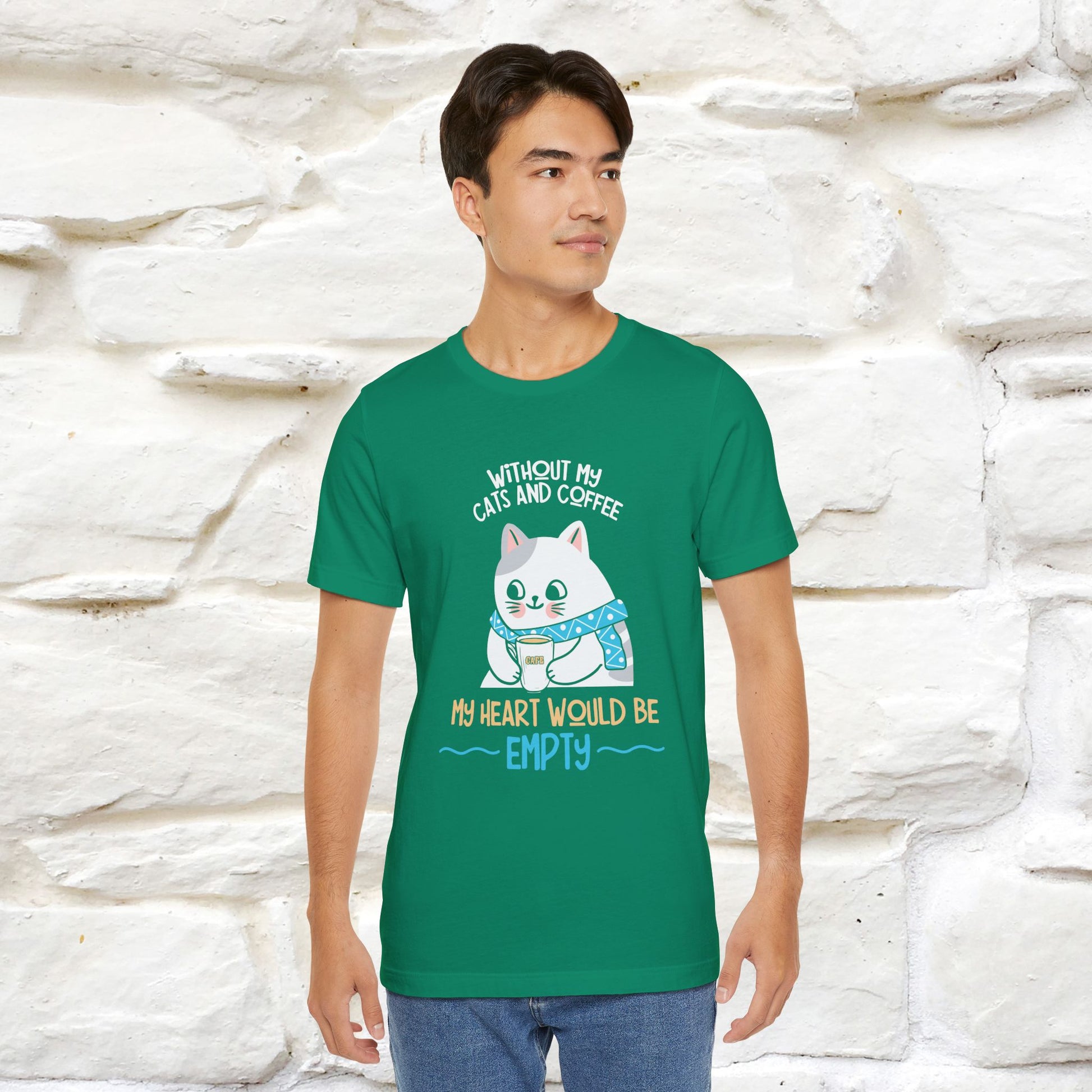 "Without My Cats and Coffee, My Heart Would Be Empty" Cat T-shirt | Nunu&Miao Studio - Nunu&Miao Studio