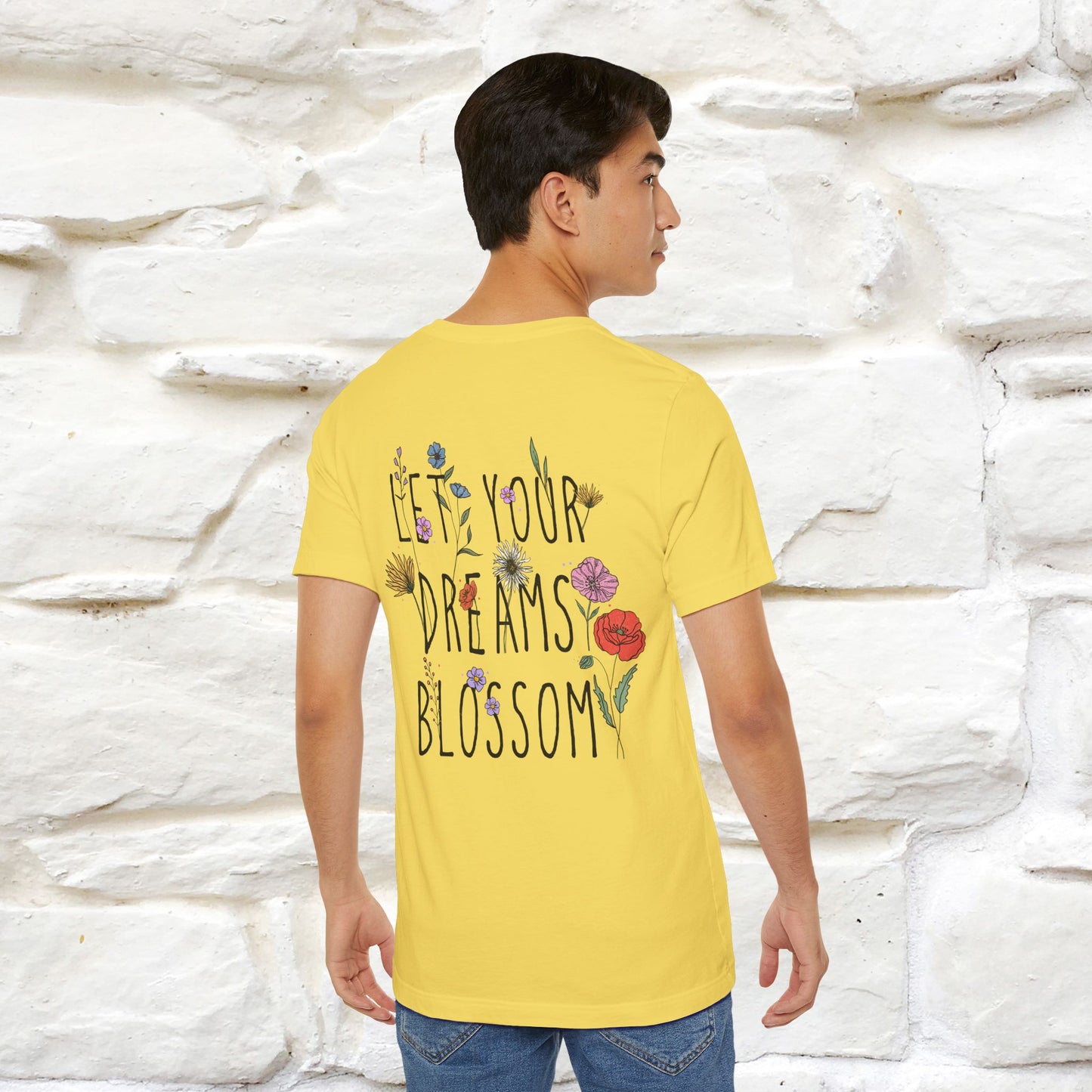 "Let Your Dreams Blossom'' Cat T-Shirt Front and Back Design | Nunu&Miao Studio - Nunu&Miao Studio