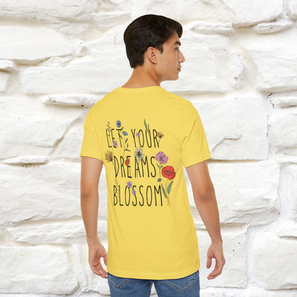 "Let Your Dreams Blossom'' Cat T-Shirt Front and Back Design | Nunu&Miao Studio - Nunu&Miao Studio