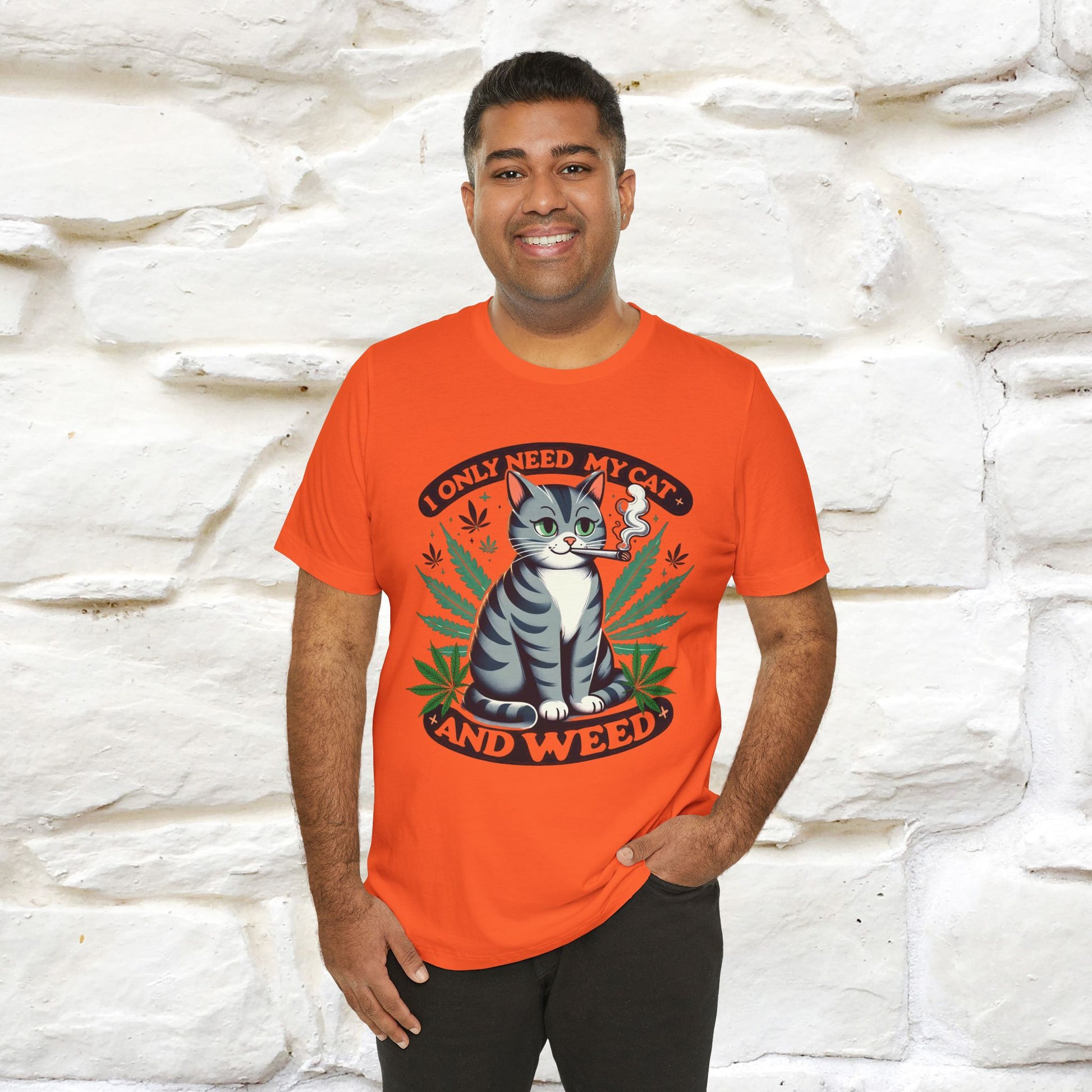 ''I Only Need My Cat and Weed'' Funny T-Shirt | Nunu&Miao Studio - Nunu&Miao Studio