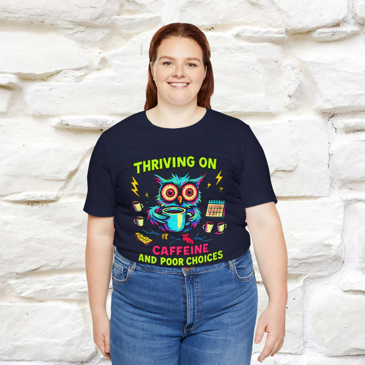''Thriving On Caffeine And Poor Choices''|  Sarcastic Cat T-Shirt | Nunu&Miao Studio