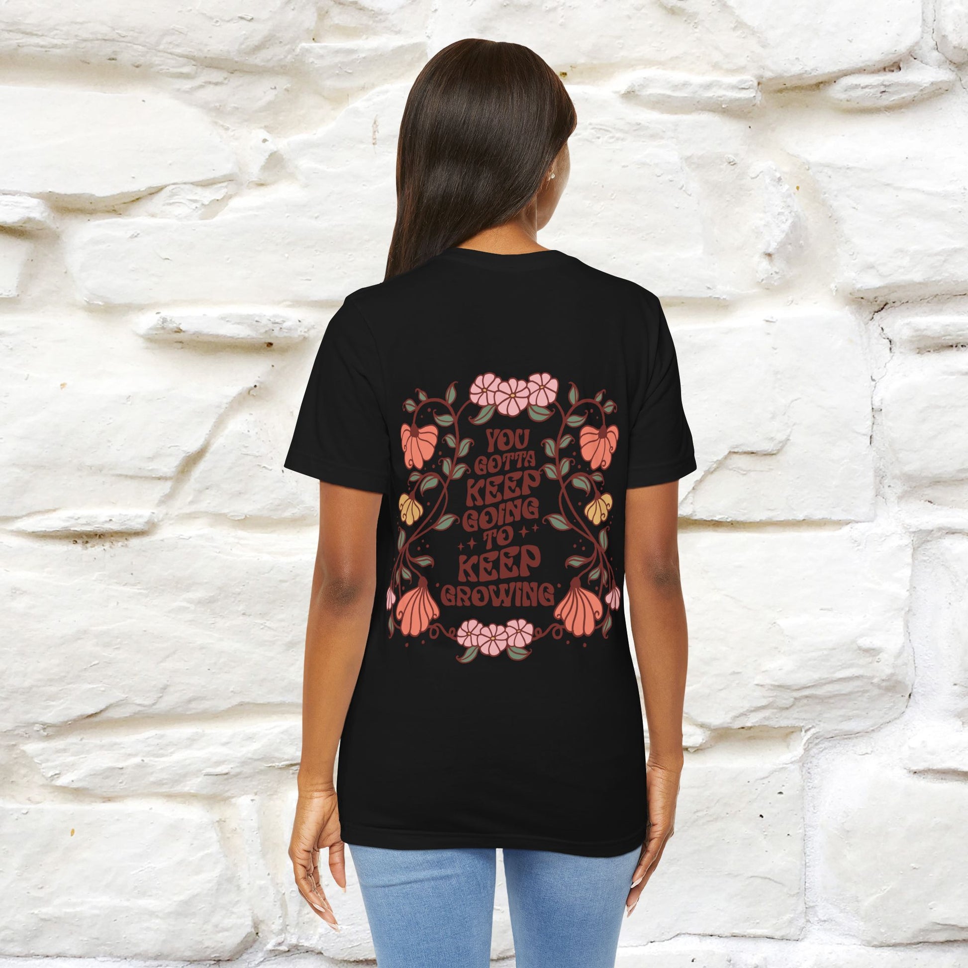 ''You Gotta Keep Going To Keep Growing" Cat T-Shirt| Front & Back Design | Nunu&Miao Studio - Nunu&Miao Studio