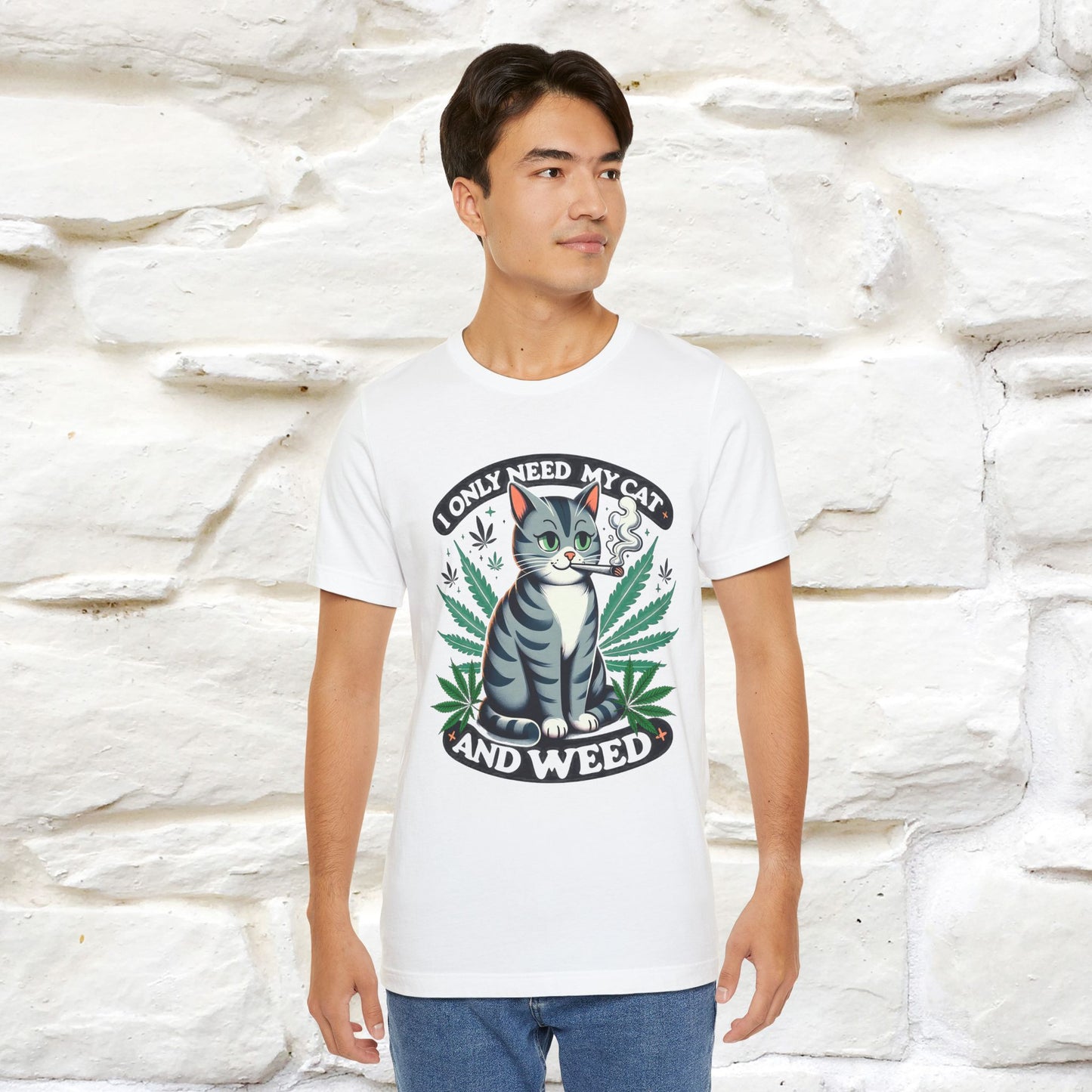 ''I Only Need My Cat and Weed'' Funny T-Shirt | Nunu&Miao Studio - Nunu&Miao Studio