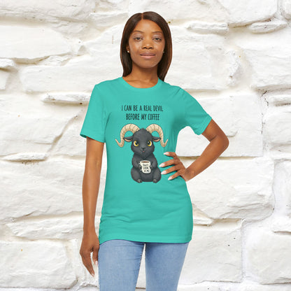 "I Can Be a Real Devil Before My Coffe" Funny T-shirt |Nunu&Miao Studio - Nunu&Miao Studio