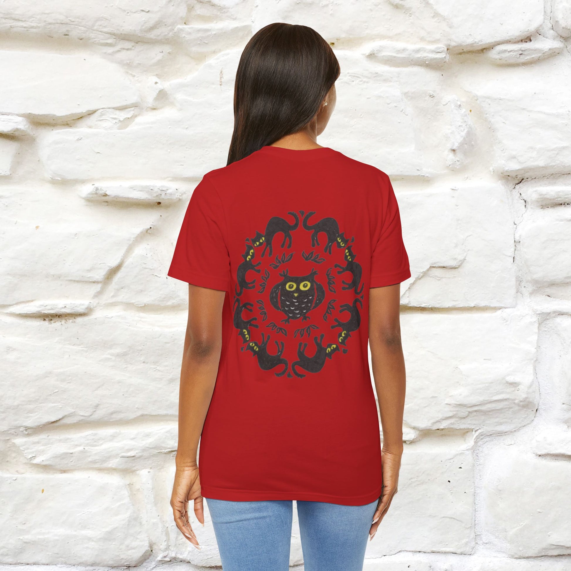 ''Black Cat Circle'' Cat T-Shirt Front and Back Design | Nunu&Miao Studio - Nunu&Miao Studio