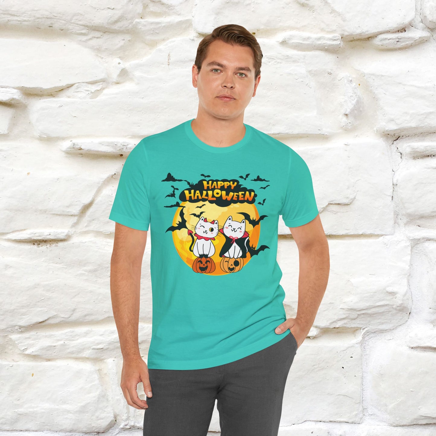 "Happy Halloween Cat Couple " Cat  T-shirt |Nunu&Miao Studio - Nunu&Miao Studio