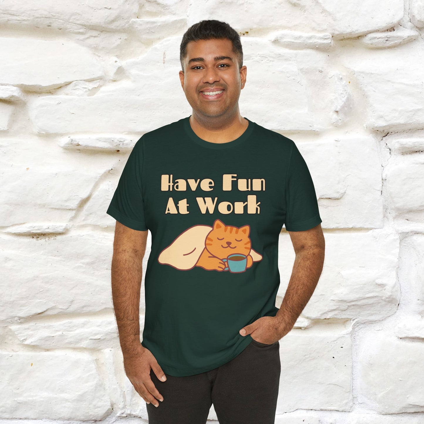 "Have Fun At Work" Cat T-shirt |Nunu&Miao Studio - Nunu&Miao Studio