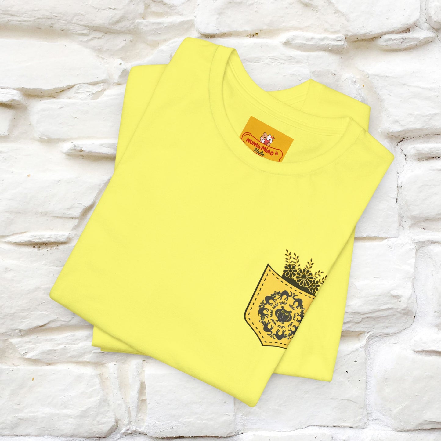 ''Black Cat Circle'' Cat T-Shirt Front and Back Design | Nunu&Miao Studio - Nunu&Miao Studio