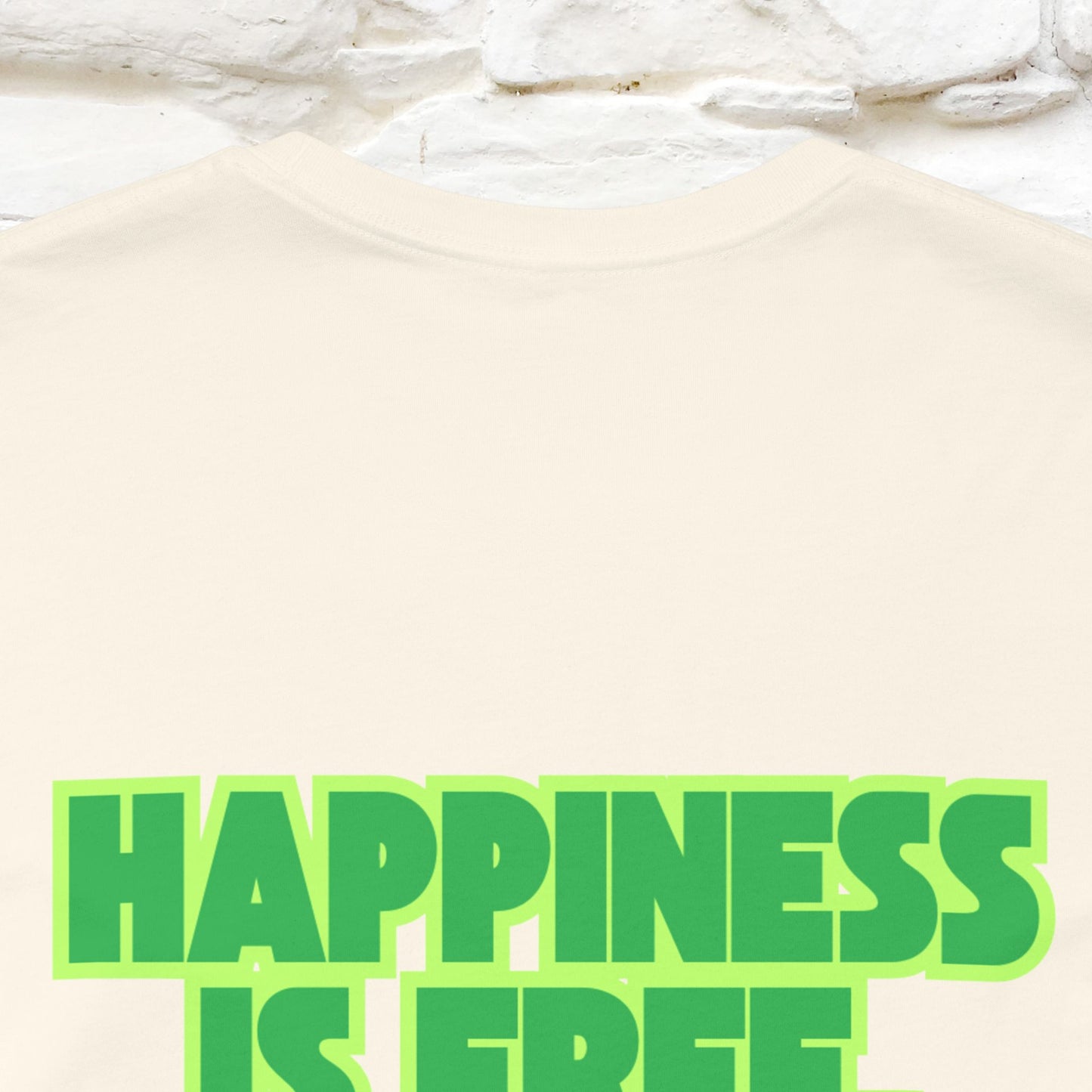 "“Happiness is free. Delivery is extra.” | Cat T-Shirt | Front & Back Design | Nunu&Miao Studio