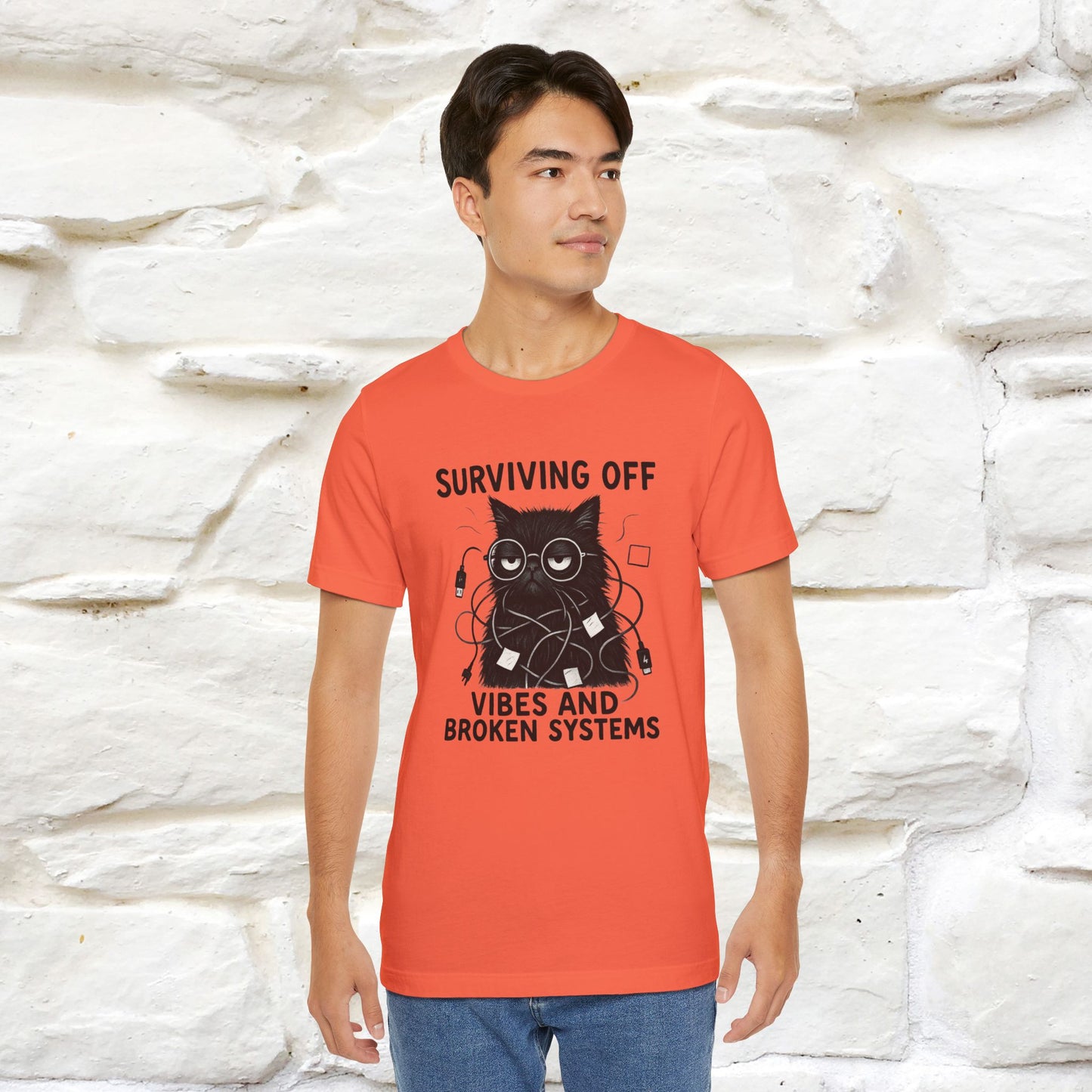 "Surviving Off...Vibes And Broken .. " |Cat T-Shirt | Nunu&Miao Studio - Nunu&Miao Studio