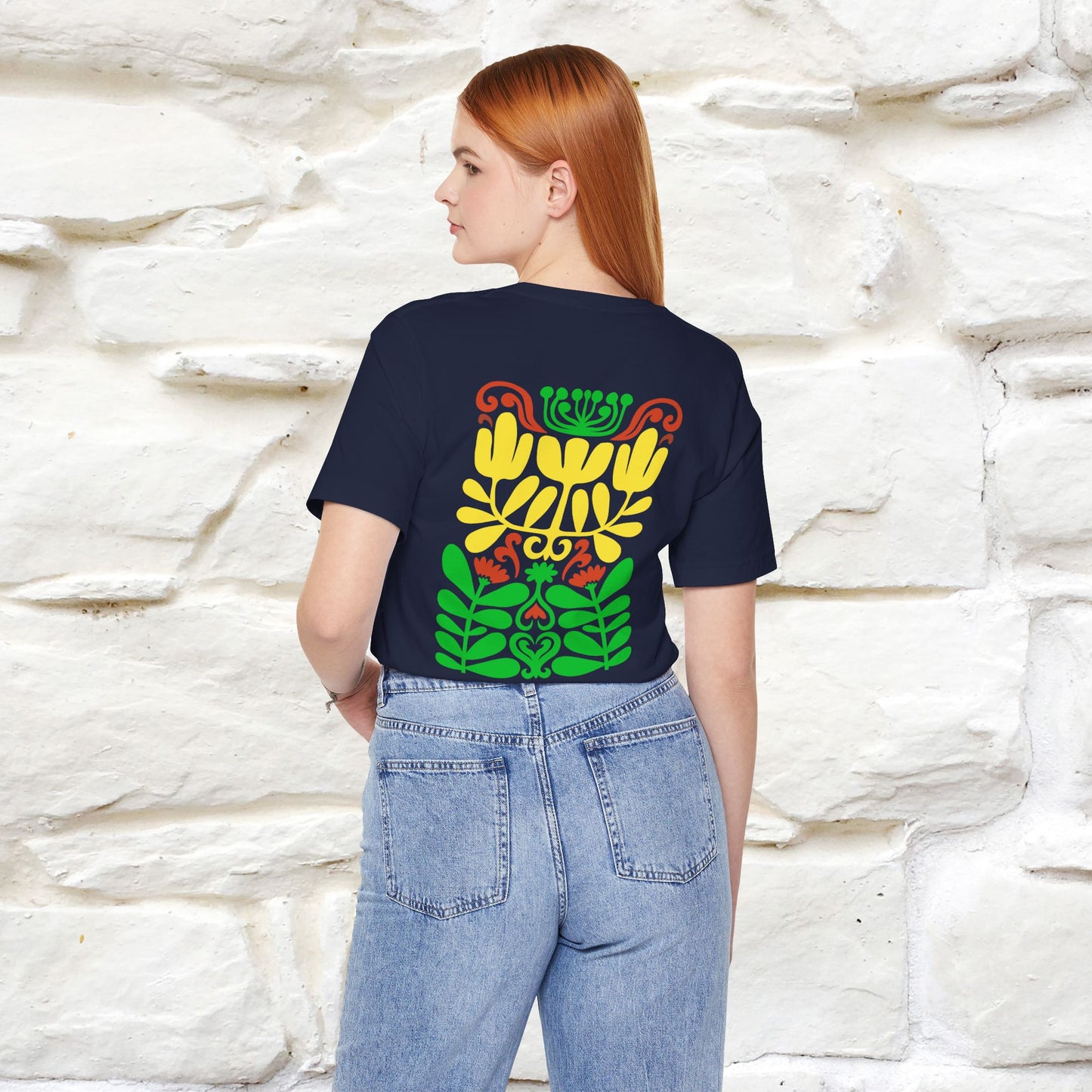 ''Floral Abstract'' Cat T-Shirt Front and Back Design | Nunu&Miao Studio - Nunu&Miao Studio