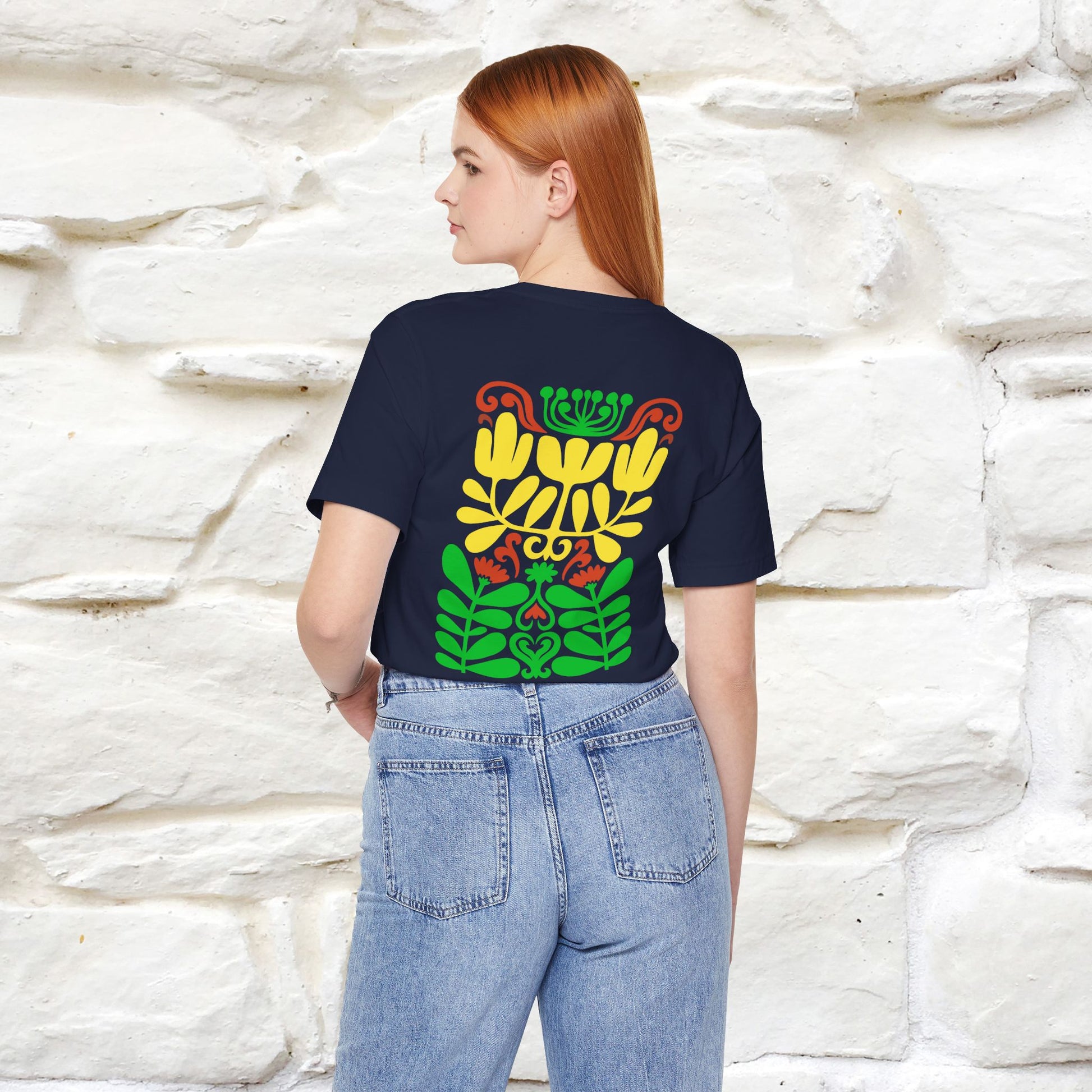 ''Floral Abstract'' Cat T-Shirt Front and Back Design | Nunu&Miao Studio - Nunu&Miao Studio