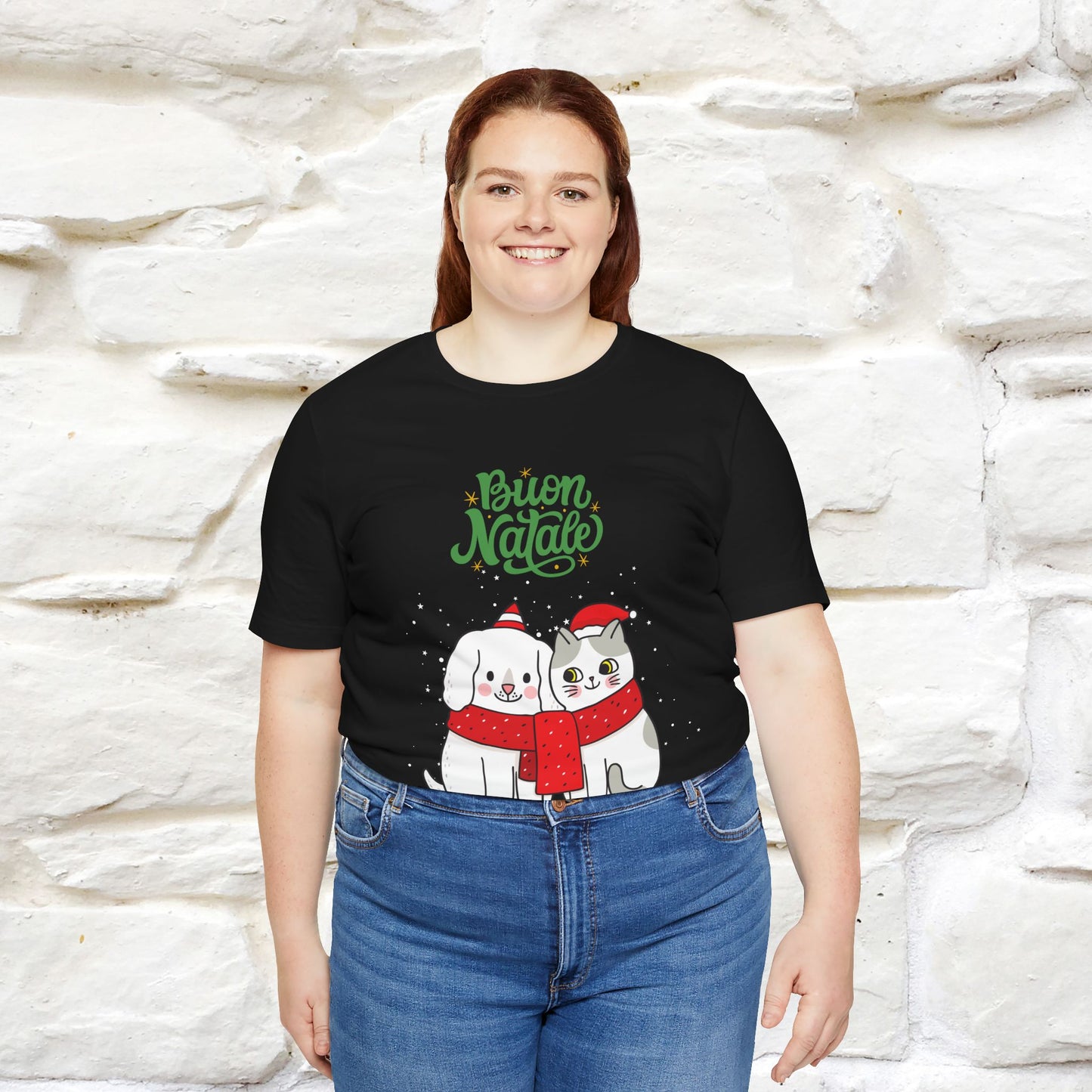 ''Buon Natale Cat and Dog'' Christmas T-shirt  | Nunu&Miao Studio - Nunu&Miao Studio