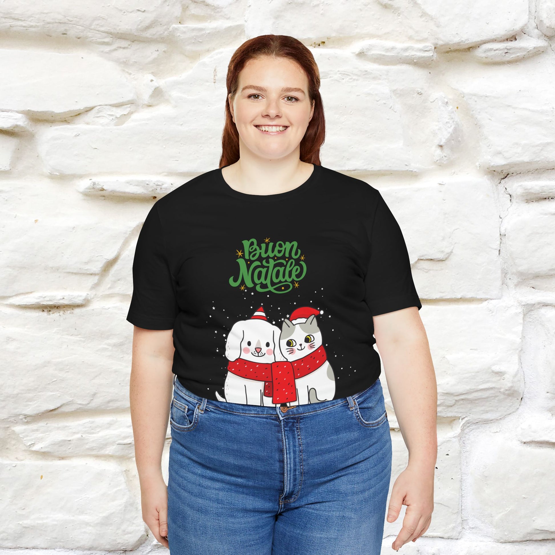 ''Buon Natale Cat and Dog'' Christmas T-shirt  | Nunu&Miao Studio - Nunu&Miao Studio
