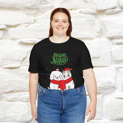 ''Buon Natale Cat and Dog'' Christmas T-shirt  | Nunu&Miao Studio - Nunu&Miao Studio