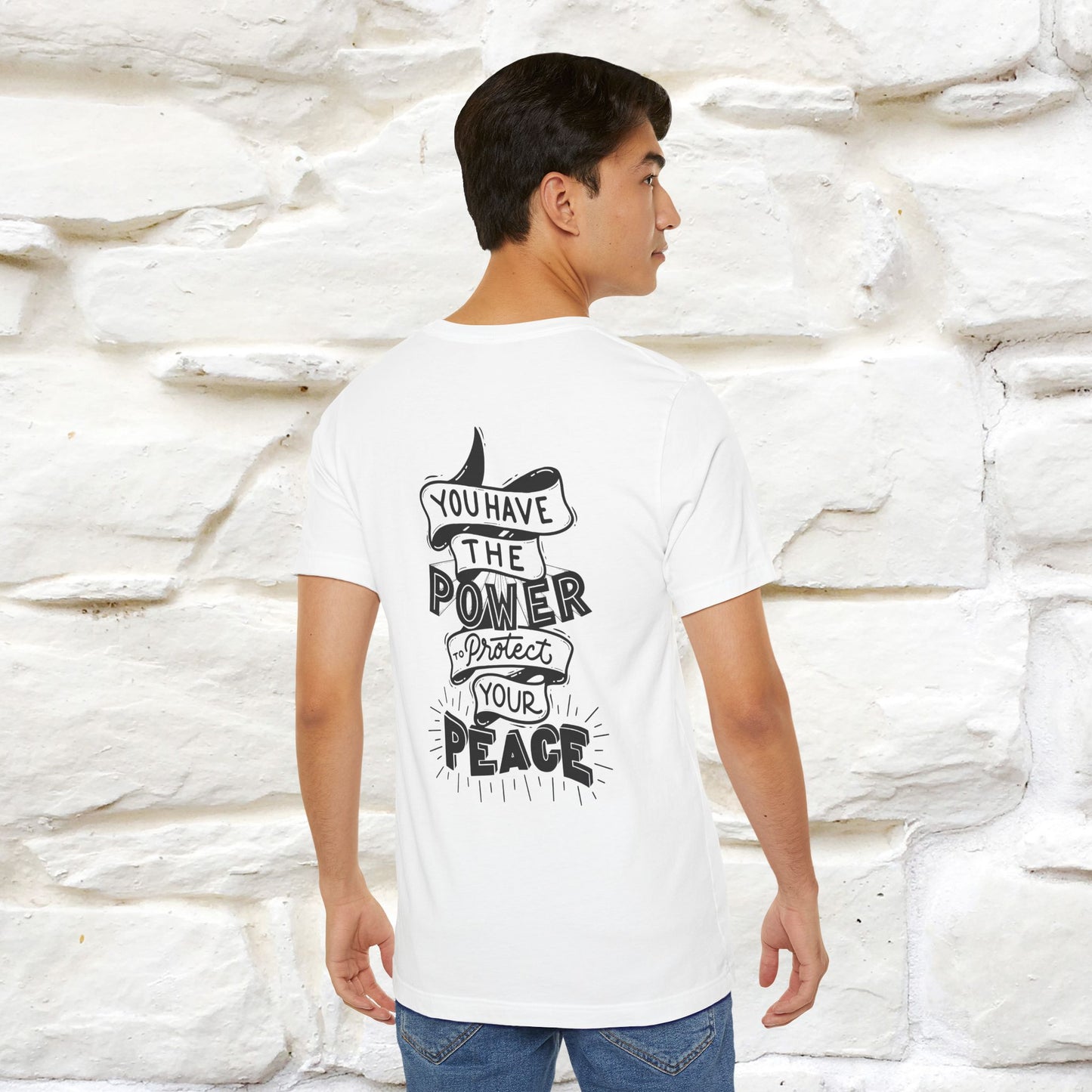 "You Have the Power to Protect Your Peace" Cat T-Shirt| Front & Back Design | Nunu&Miao Studio - Nunu&Miao Studio