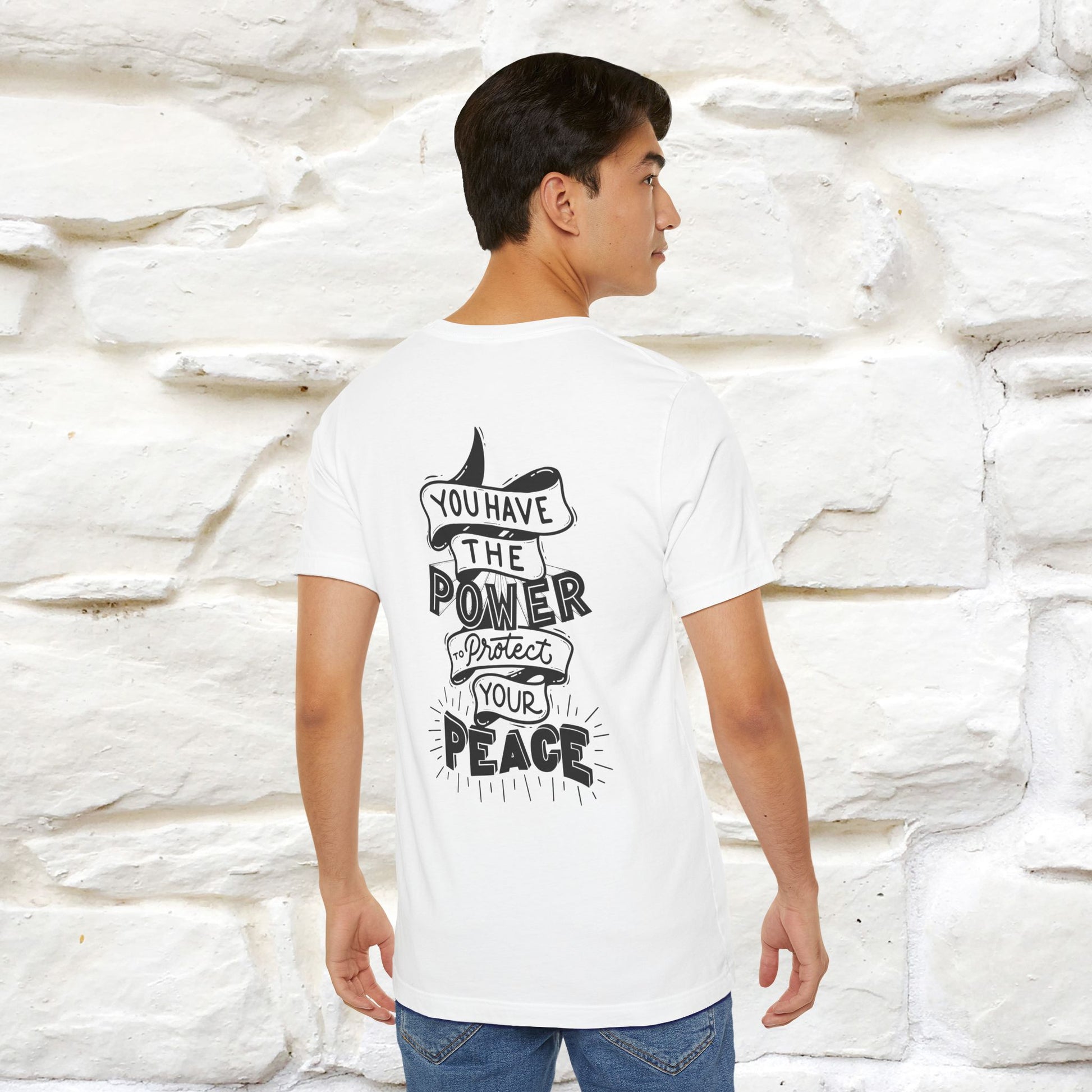 "You Have the Power to Protect Your Peace" Cat T-Shirt| Front & Back Design | Nunu&Miao Studio - Nunu&Miao Studio