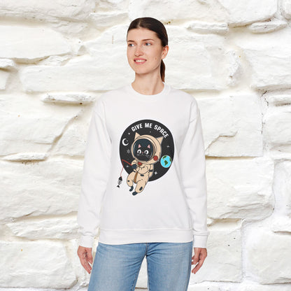 Artistic cat sweatshirt with “Give Me Space, Art”  cat design