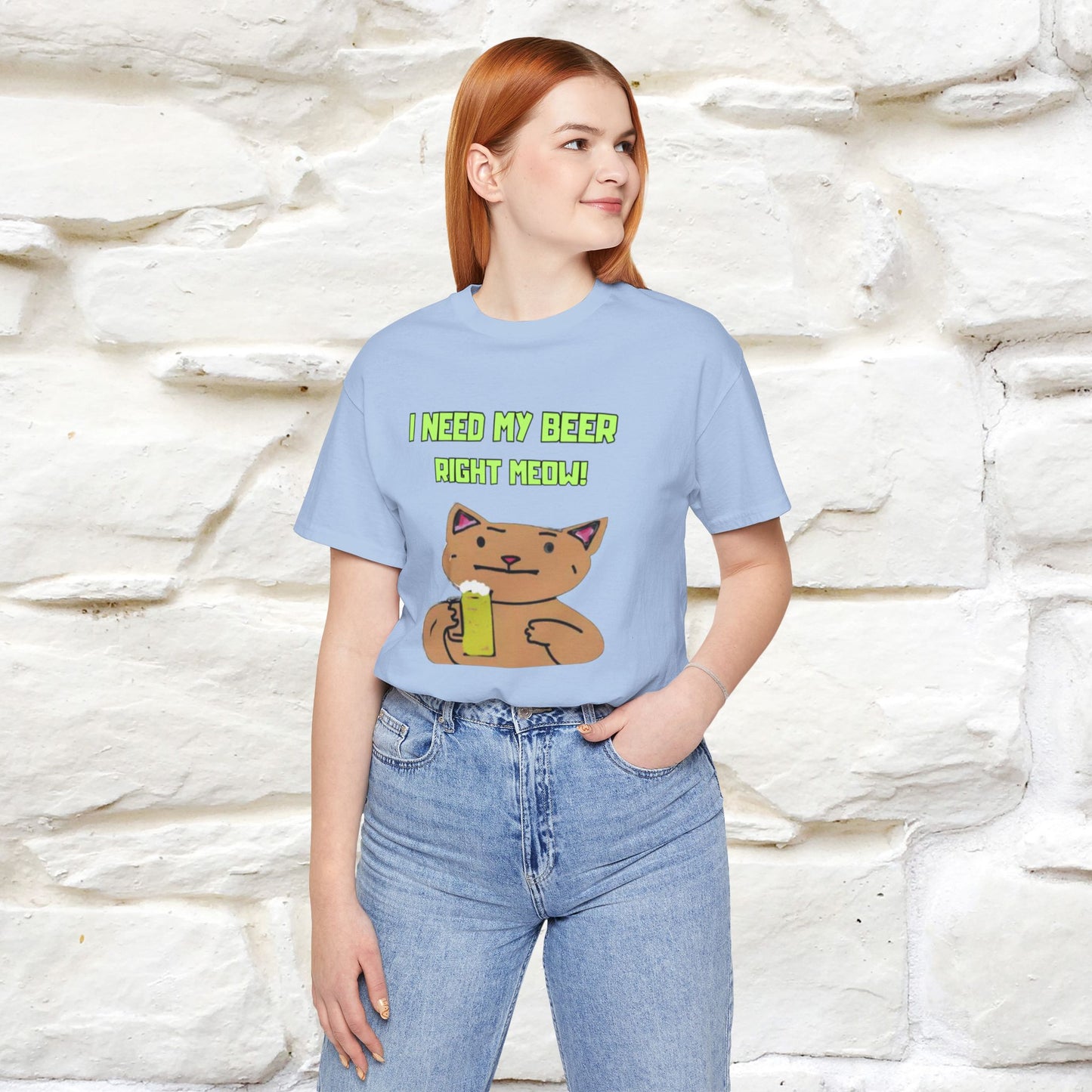 "I Need My Beer Right Meow!" Cat  T-shirt |Nunu&Miao Studio - Nunu&Miao Studio