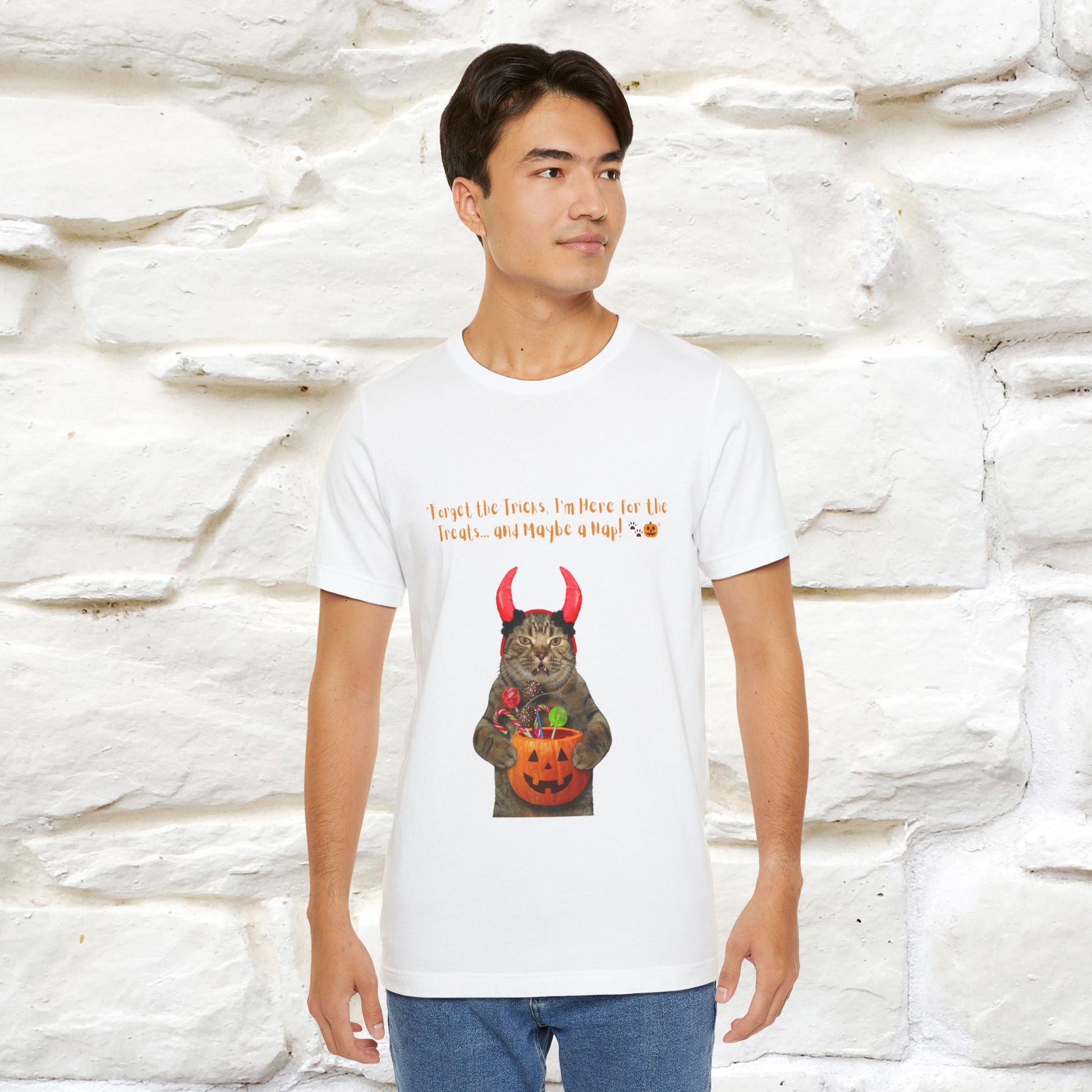 ''Forget The Tricks I am Here For The Treats ...And Maybe A Nap!'' Cat T-shirt for Men and Women  100% Cotton* - Nunu&Miao Studio