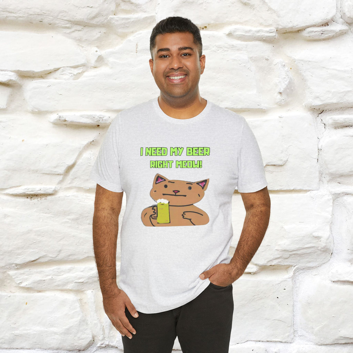 "I Need My Beer Right Meow!" Cat  T-shirt |Nunu&Miao Studio