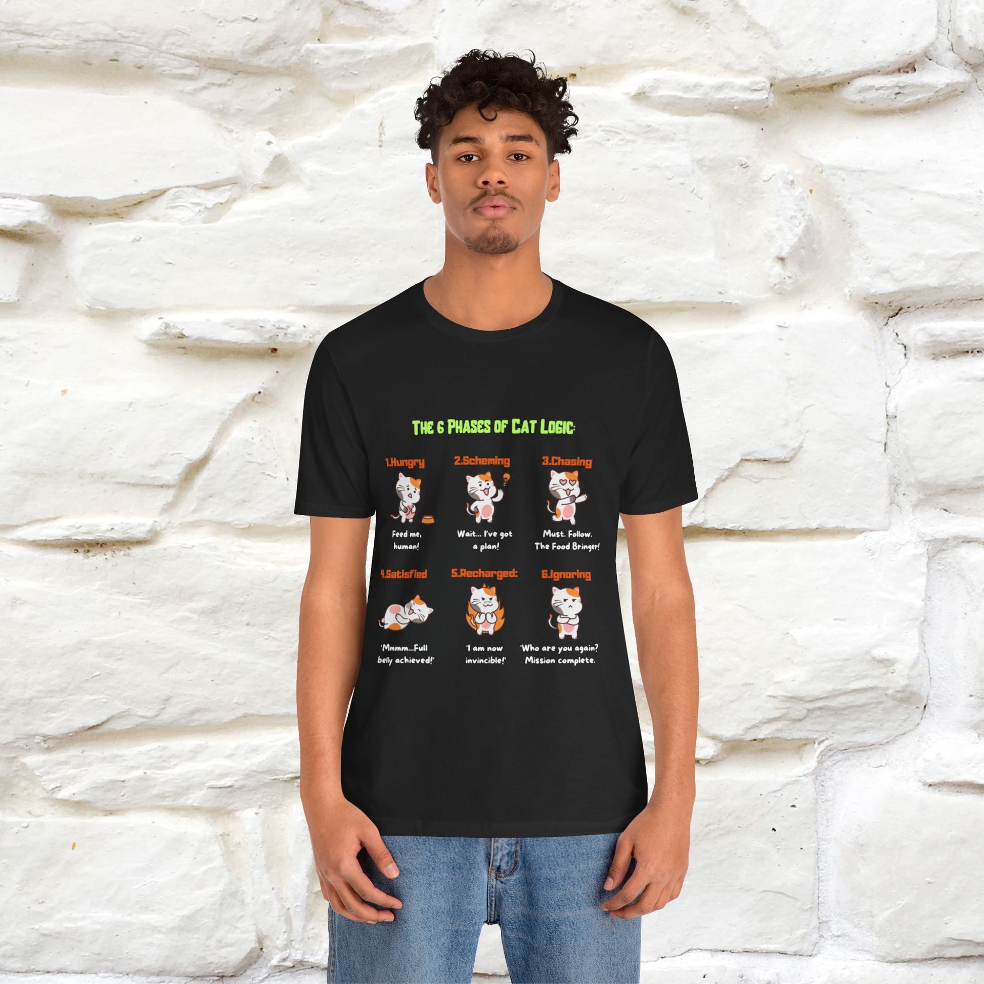 "The 6 Phases of Cat Logic" Hilarious Cat T-Shirt  | Nunu&Miao Studio - Nunu&Miao Studio