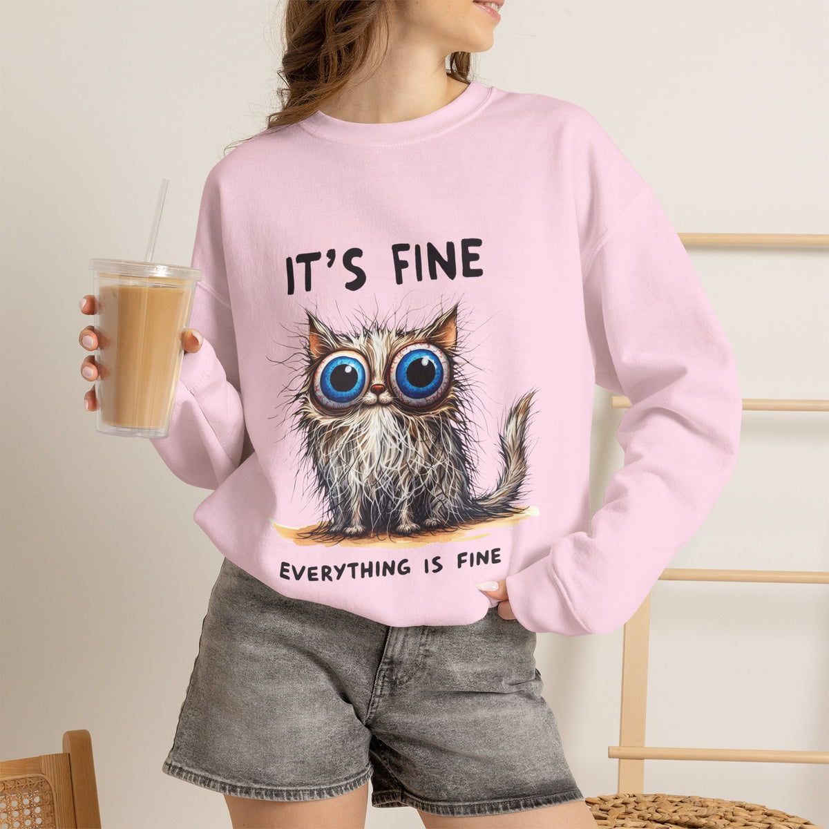 "It's Fine'' |Cat Sweatshirt | Nunu&Miao Studio