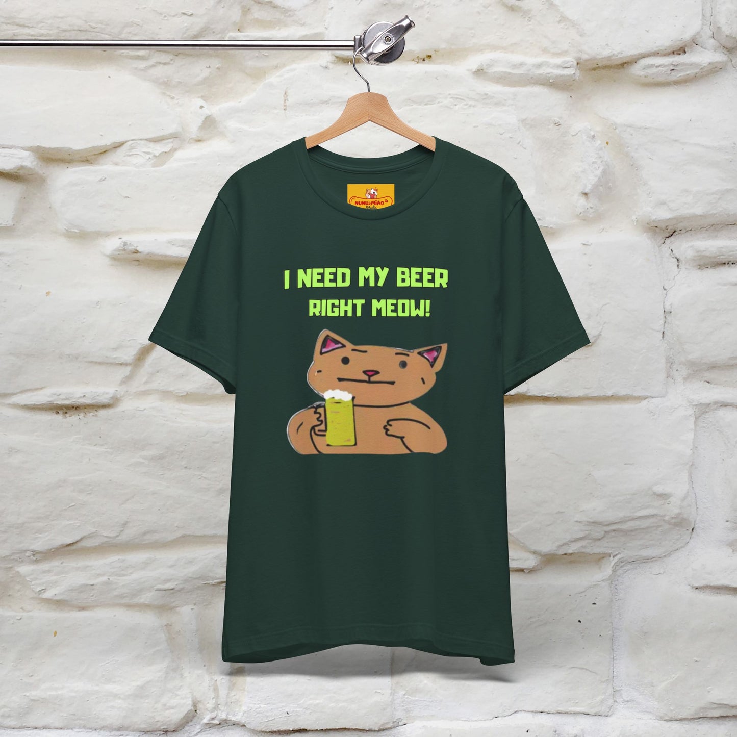 "I Need My Beer Right Meow!" Cat  T-shirt |Nunu&Miao Studio - Nunu&Miao Studio