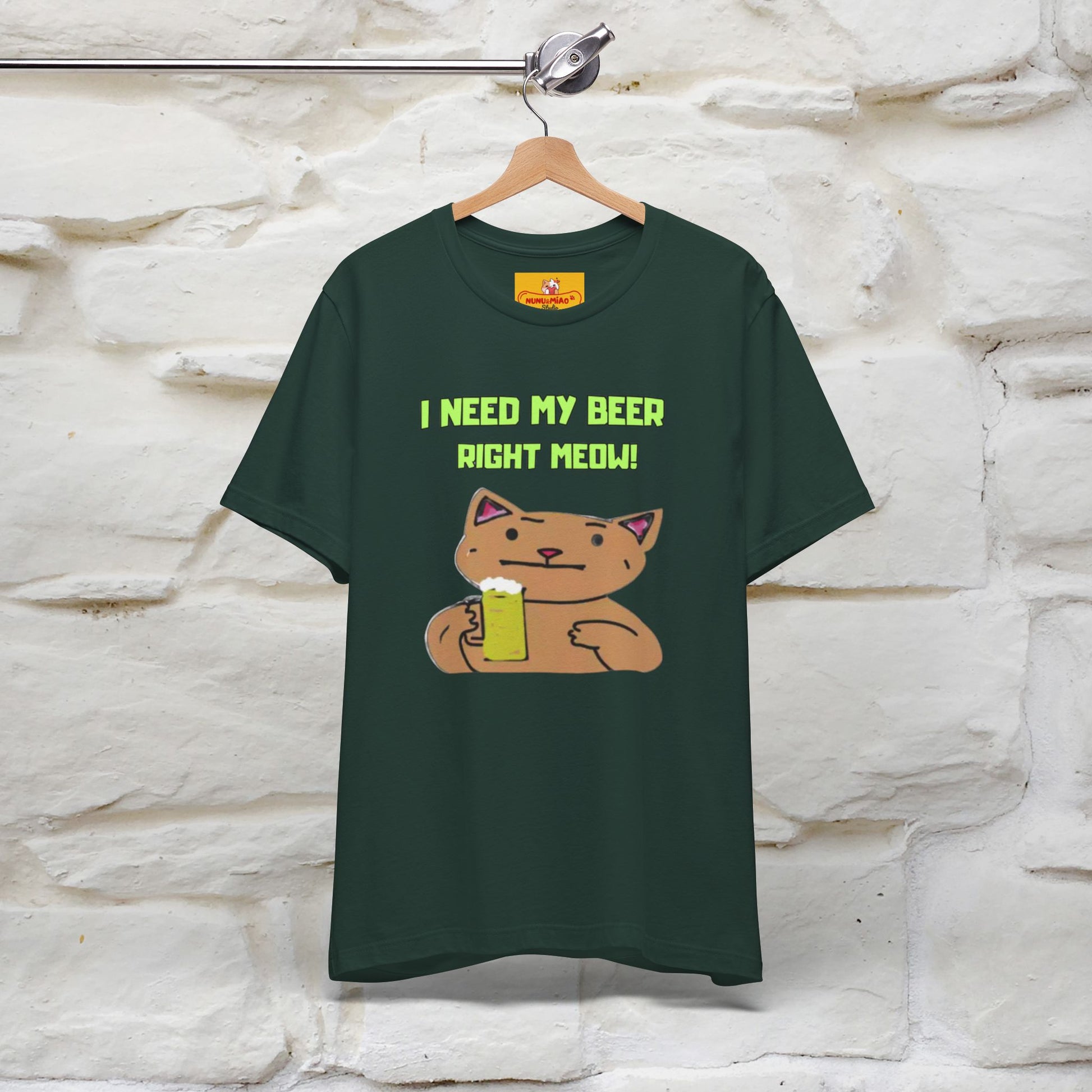 "I Need My Beer Right Meow!" Cat  T-shirt |Nunu&Miao Studio - Nunu&Miao Studio