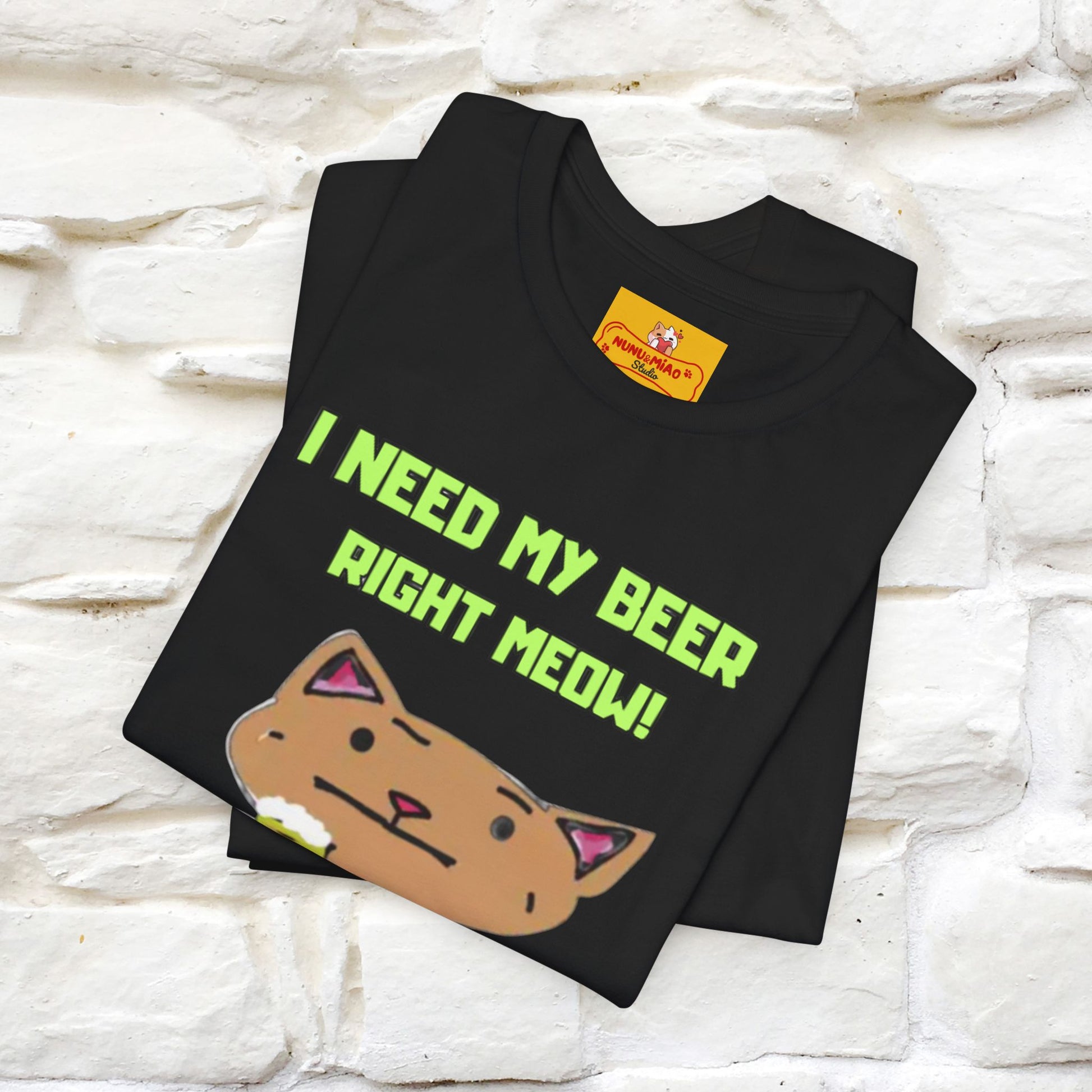 "I Need My Beer Right Meow!" Cat  T-shirt |Nunu&Miao Studio - Nunu&Miao Studio