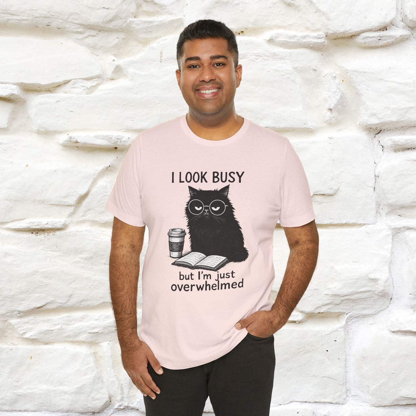 "I Look Busy But I'm Just Overwhelmed" |Cat T-Shirt | Nunu&Miao Studio - Nunu&Miao Studio