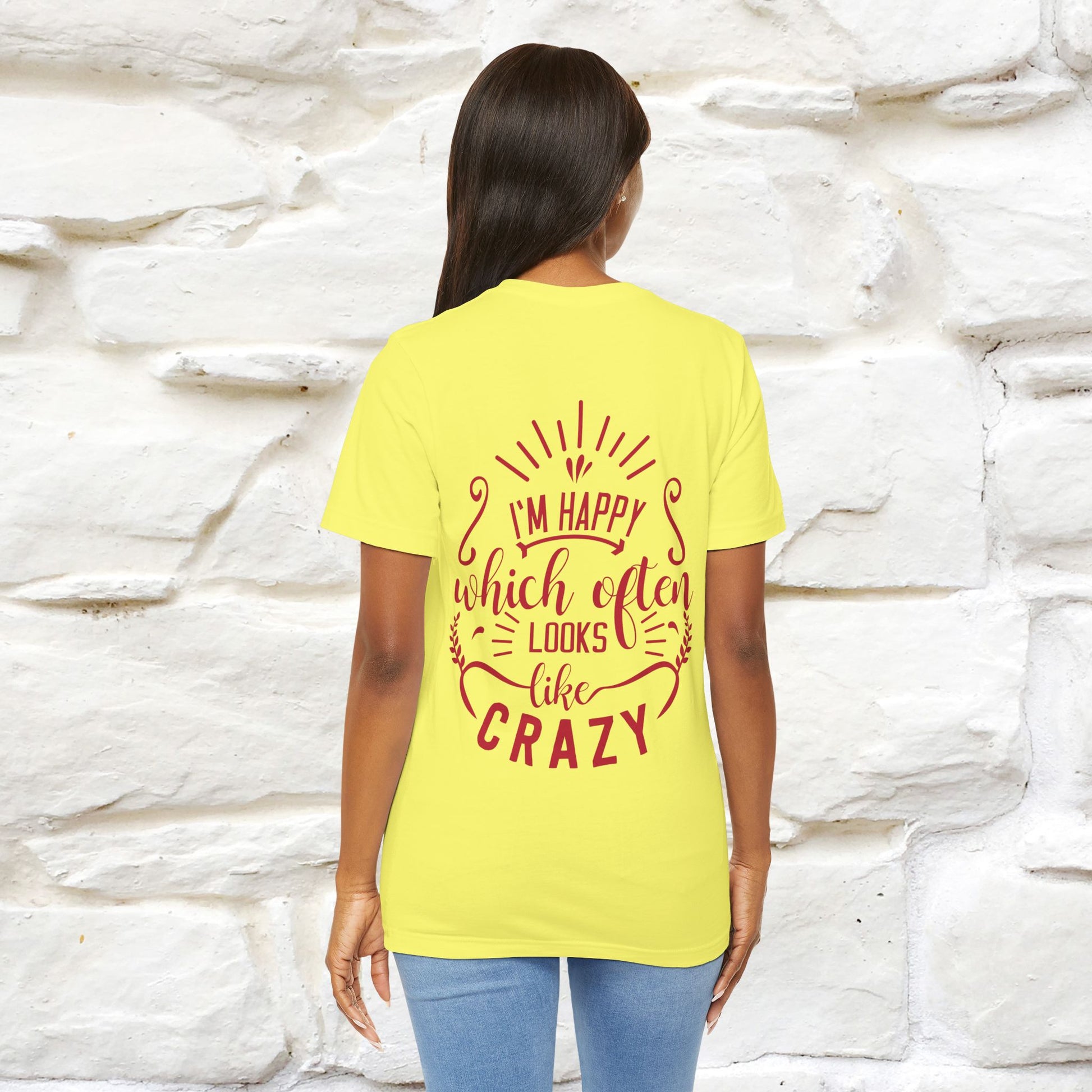 "I’m Happy, Which Often Looks Like Crazy" Cat T-Shirt| Front & Back Design | Nunu&Miao Studio - Nunu&Miao Studio
