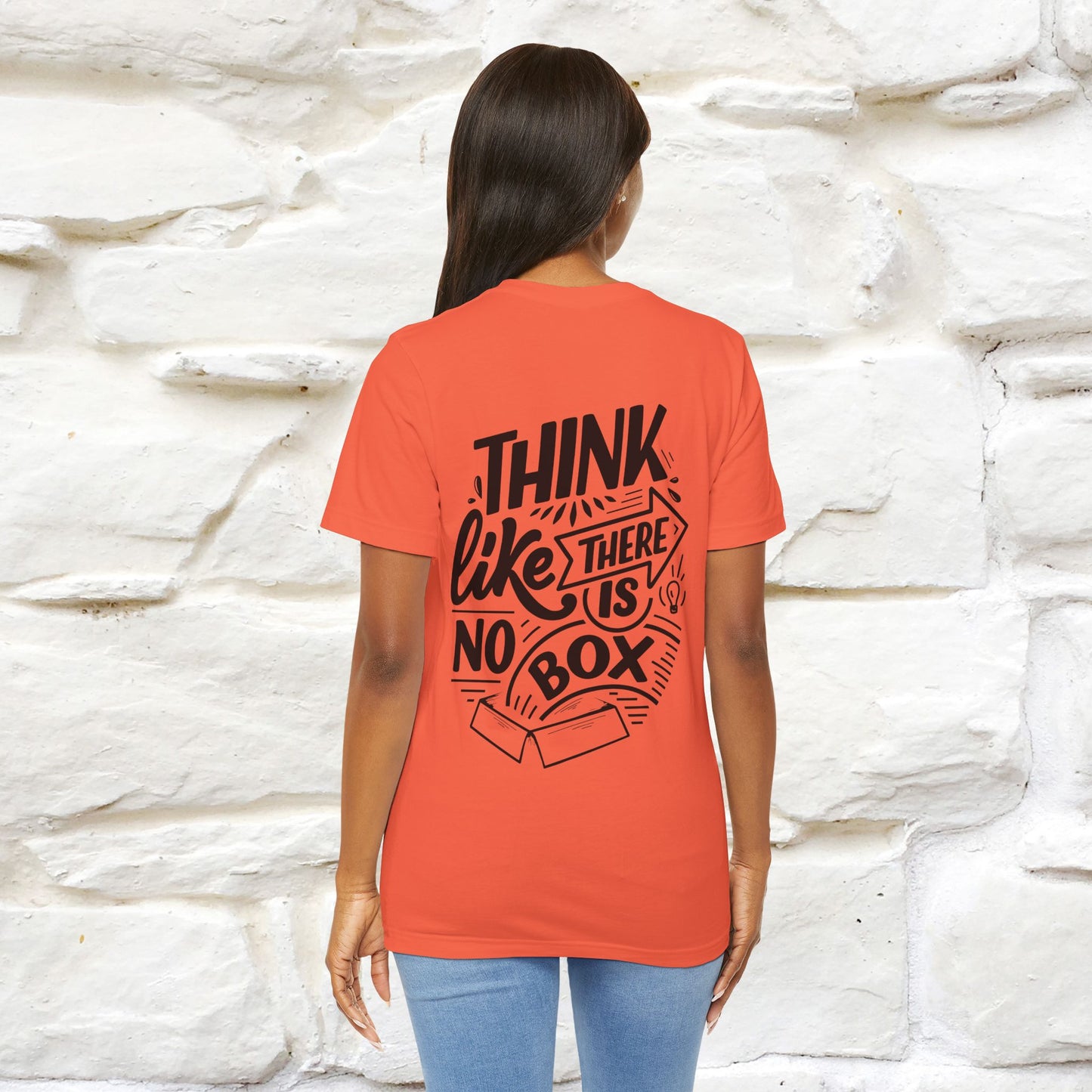 "Think Like There Is No Box" Cat T-Shirt| Front & Back Design | Nunu&Miao Studio - Nunu&Miao Studio