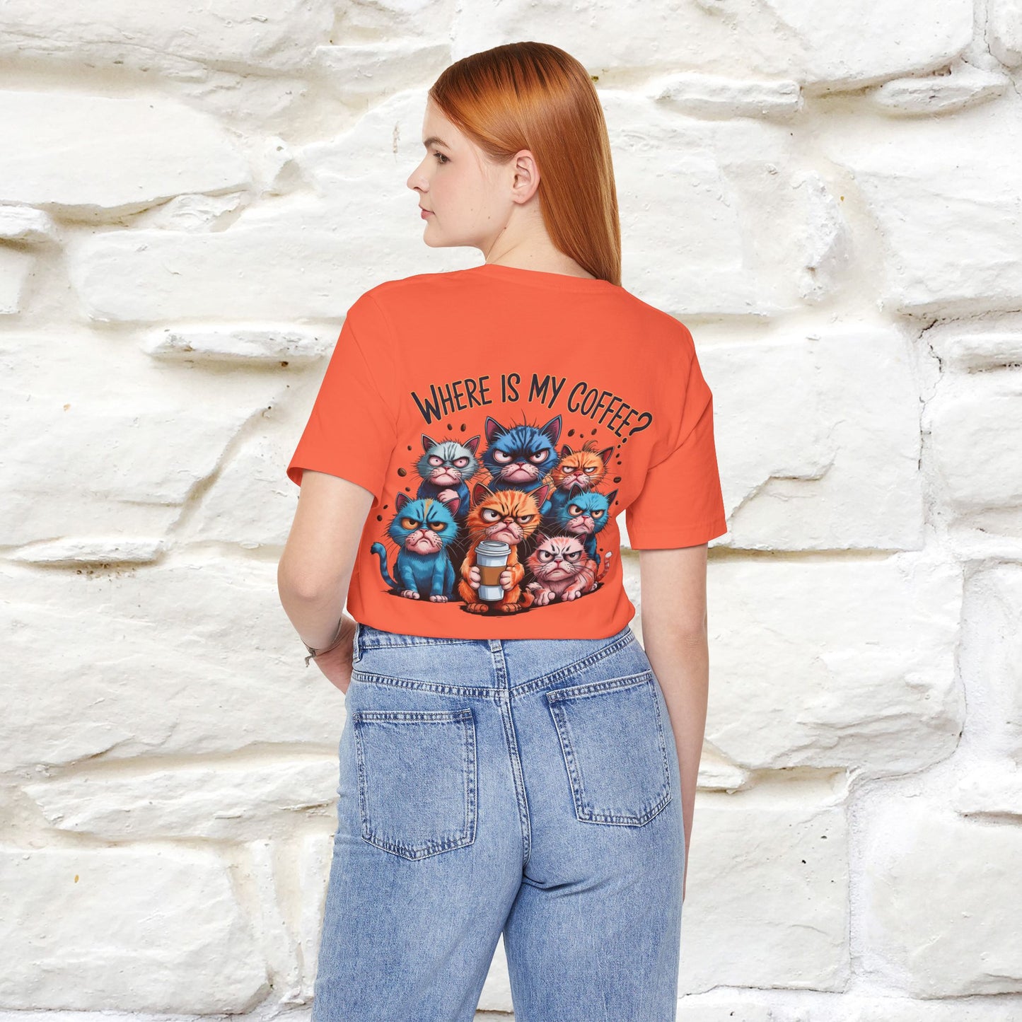 "Where Is My Coffe?" Cat T-Shirt | Front & Back Design | Nunu&Miao Studio