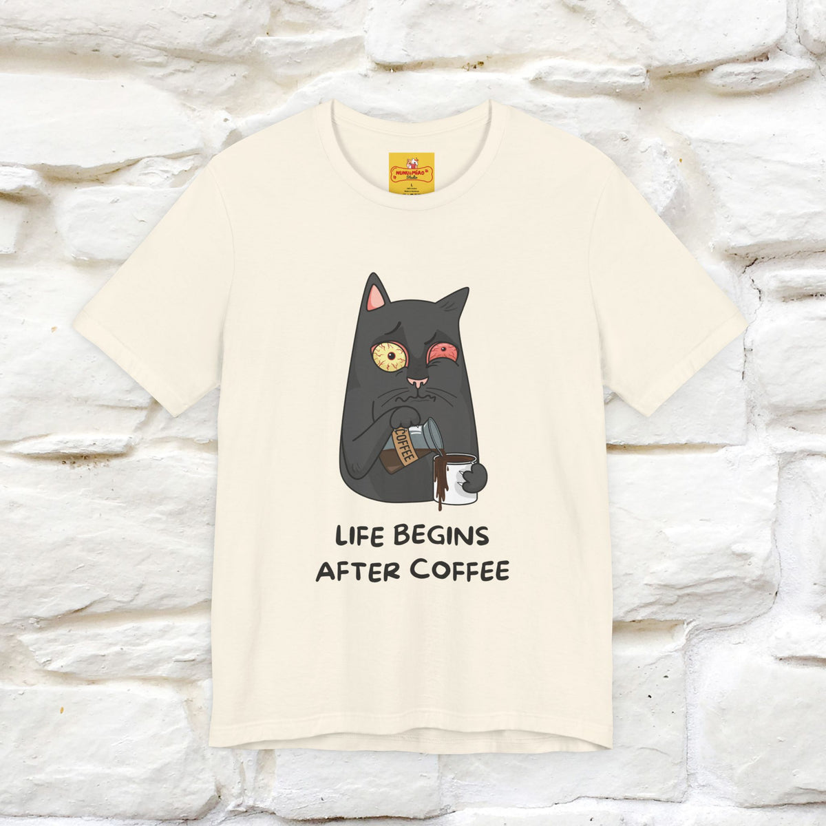 ''Life Begings After Coffe''  Cat T-shirt for Men and Women  100% Cotton*