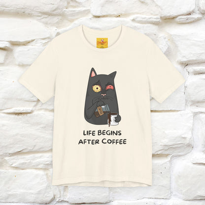 ''Life Begings After Coffe''  Cat T-shirt for Men and Women  100% Cotton*