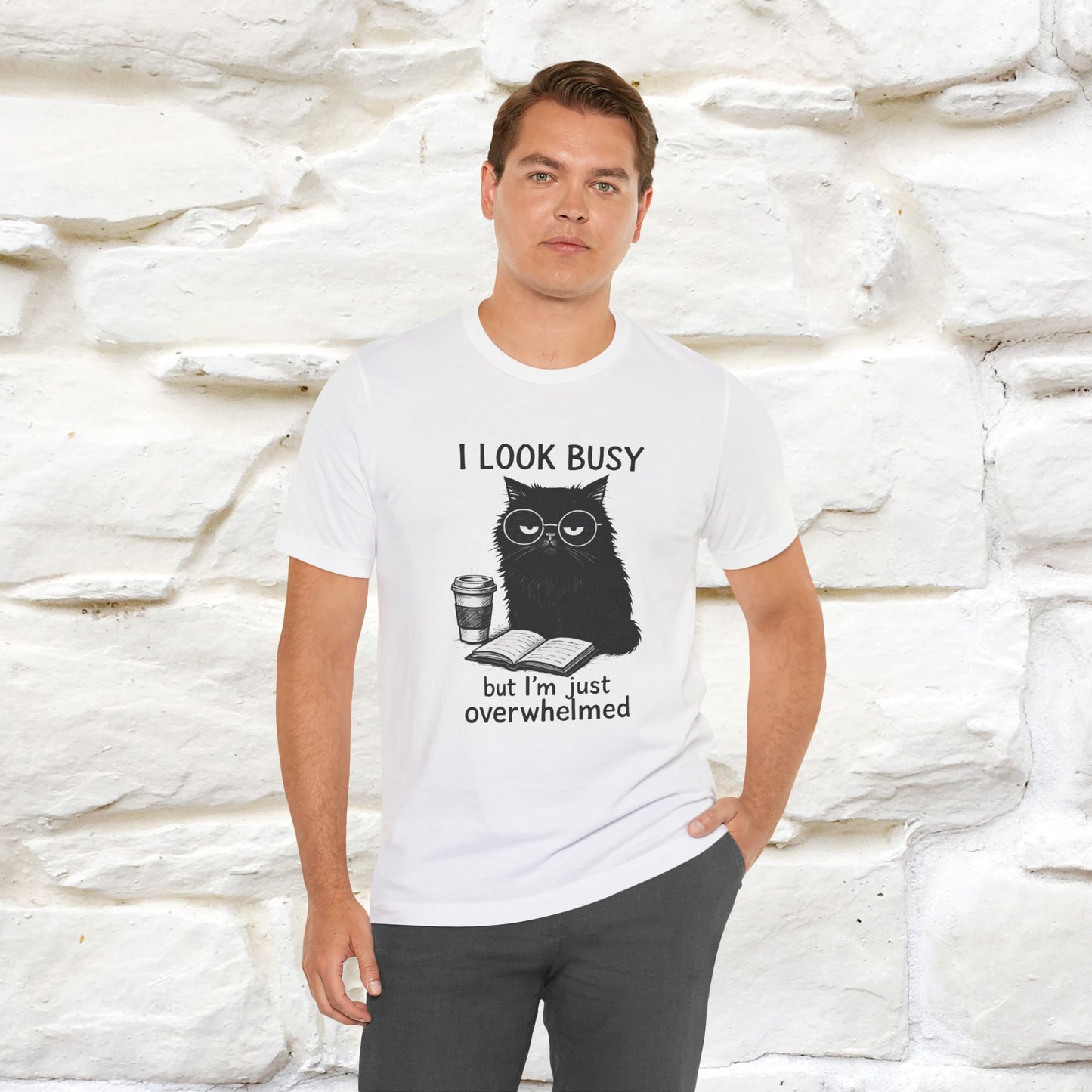 "I Look Busy But I'm Just Overwhelmed" |Cat T-Shirt | Nunu&Miao Studio - Nunu&Miao Studio