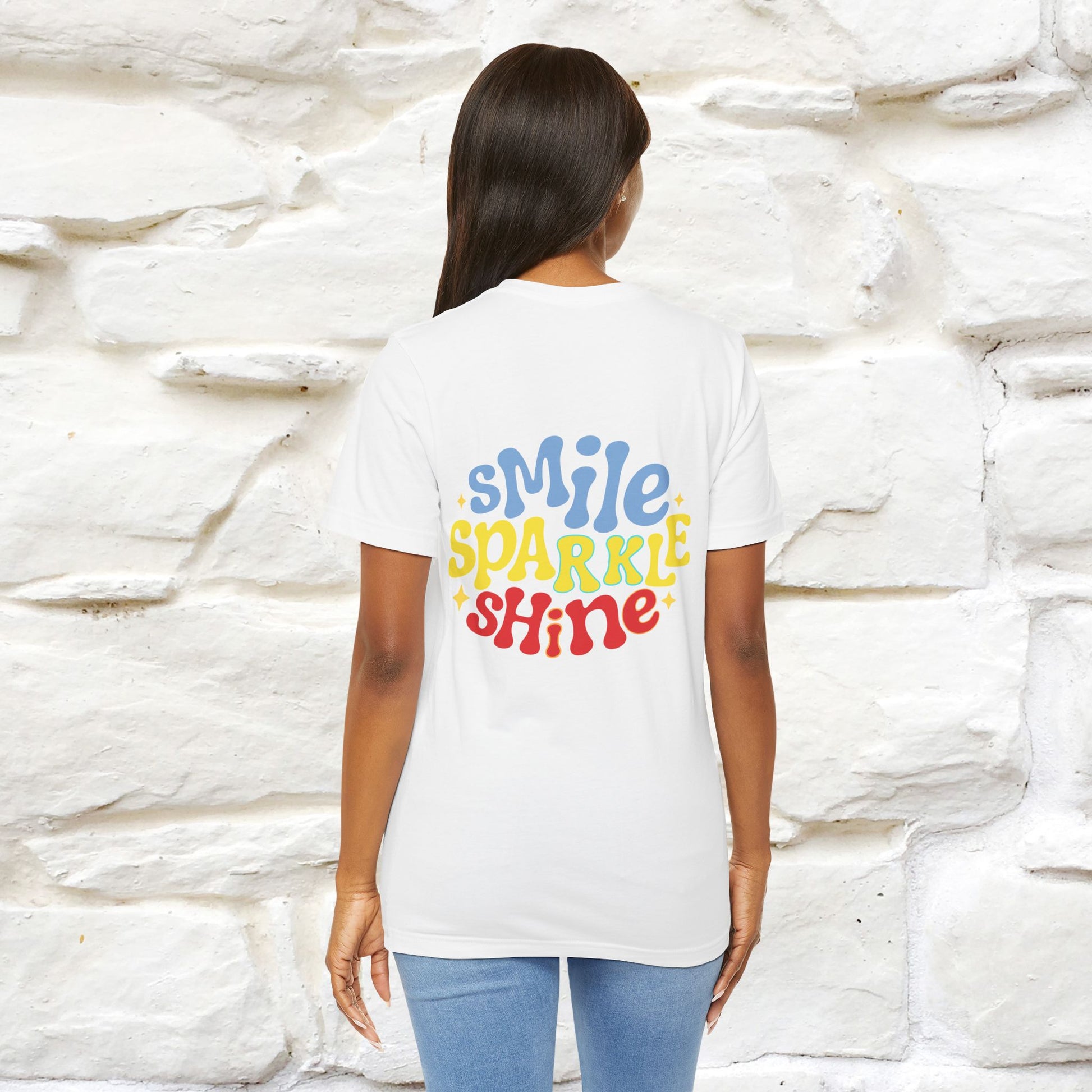 "Smile, Sparkle, Shine" Cat T-Shirt | Front & Back Design | Nunu&Miao Studio - Nunu&Miao Studio