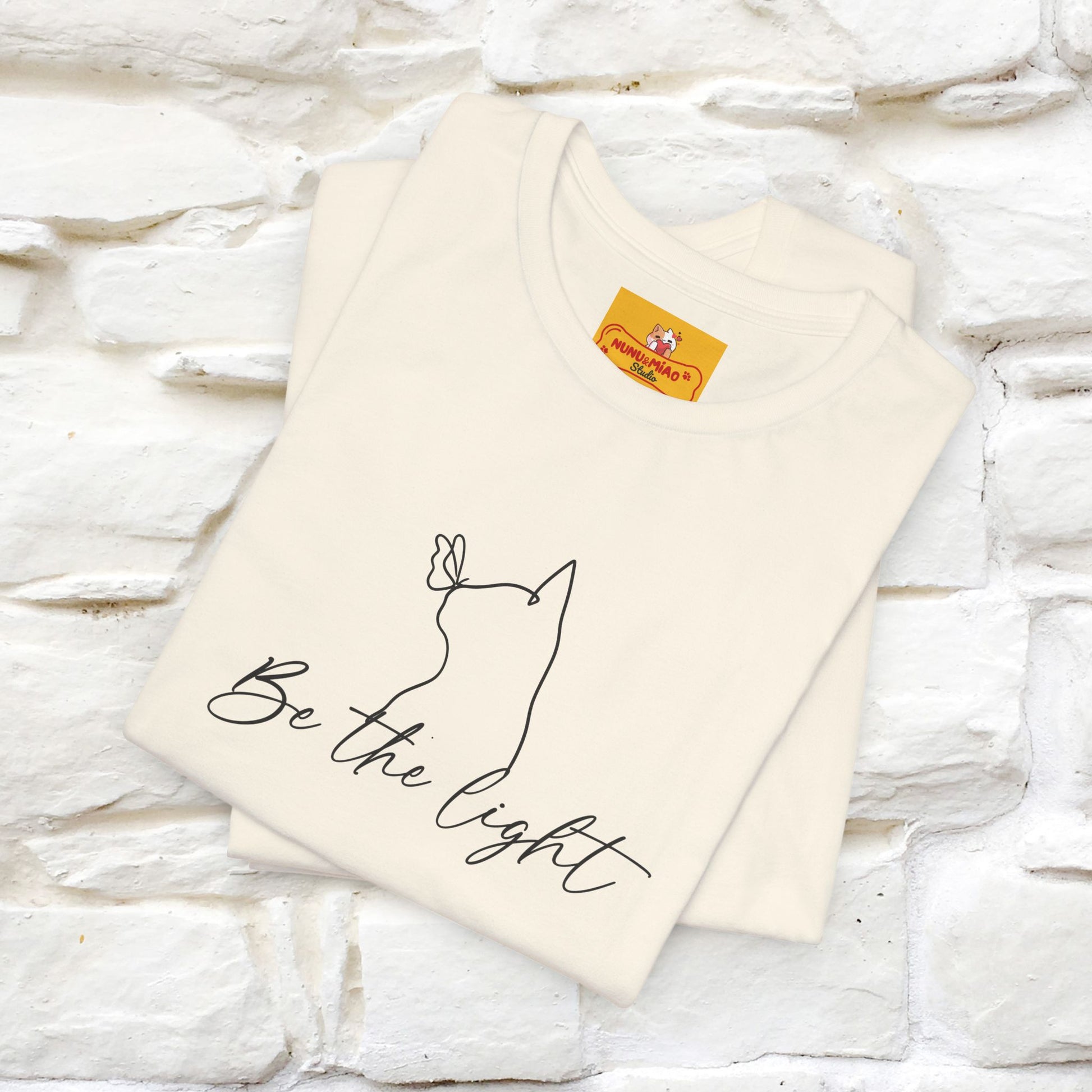 "Be The Light" Cat T-Shirt | Front & Back Design | Nunu&Miao Studio - Nunu&Miao Studio
