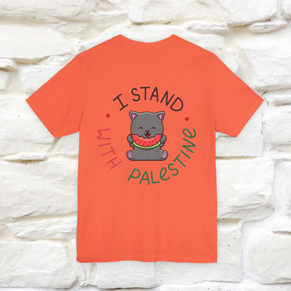 "I Stand With Palestine" Cat T-shirt | Front & Back Design |Nunu&Miao Studio - Nunu&Miao Studio