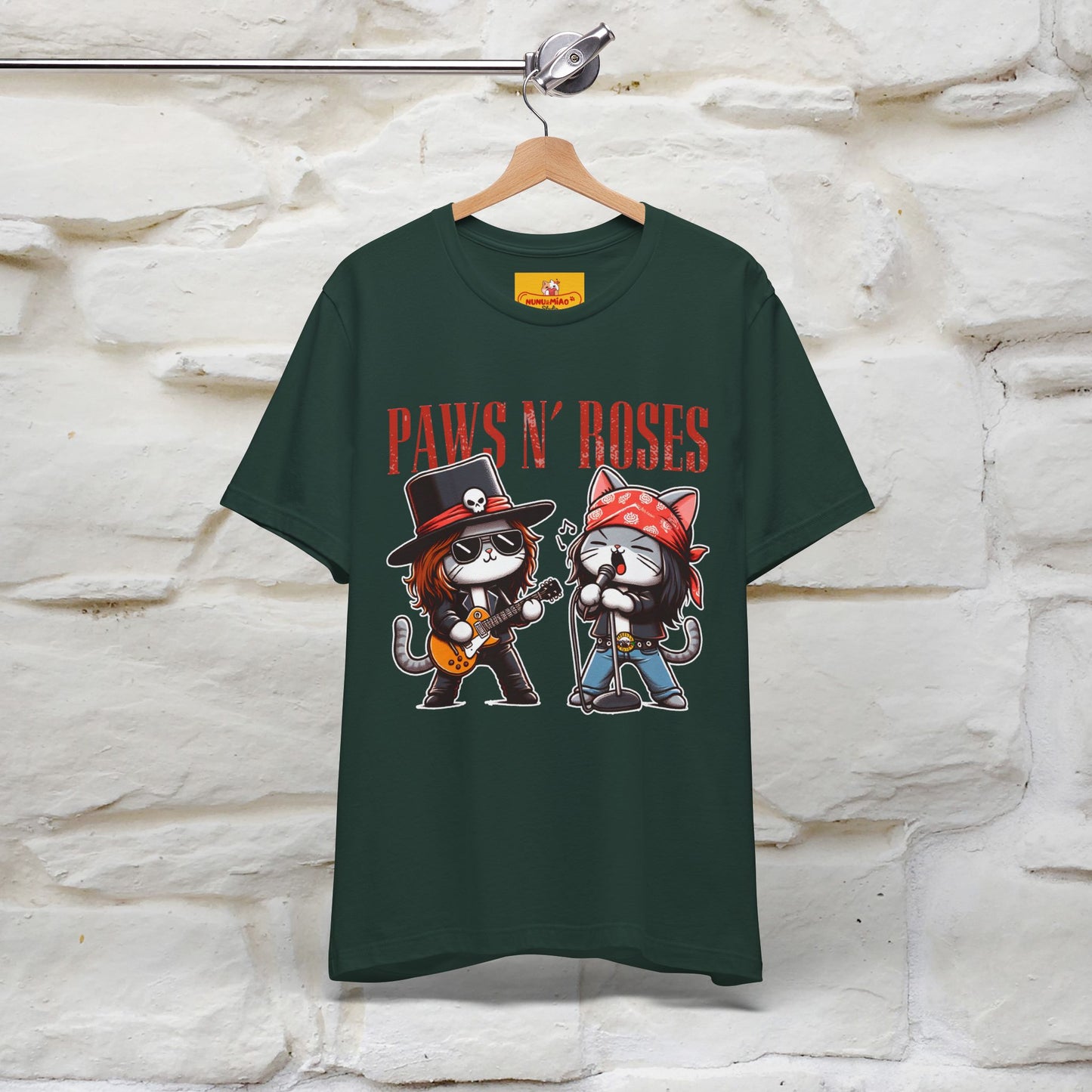 Paws N' Roses T-Shirt | Rock-Inspired Cat Lover  | Nunu&Miao Studio - Nunu&Miao Studio