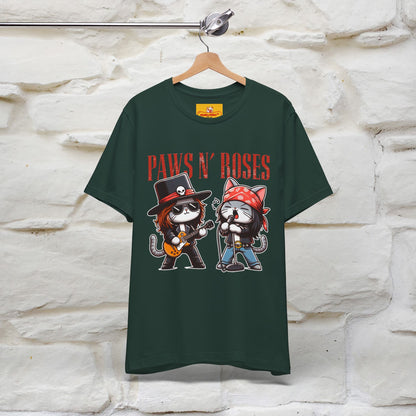 Paws N' Roses T-Shirt | Rock-Inspired Cat Lover  | Nunu&Miao Studio - Nunu&Miao Studio