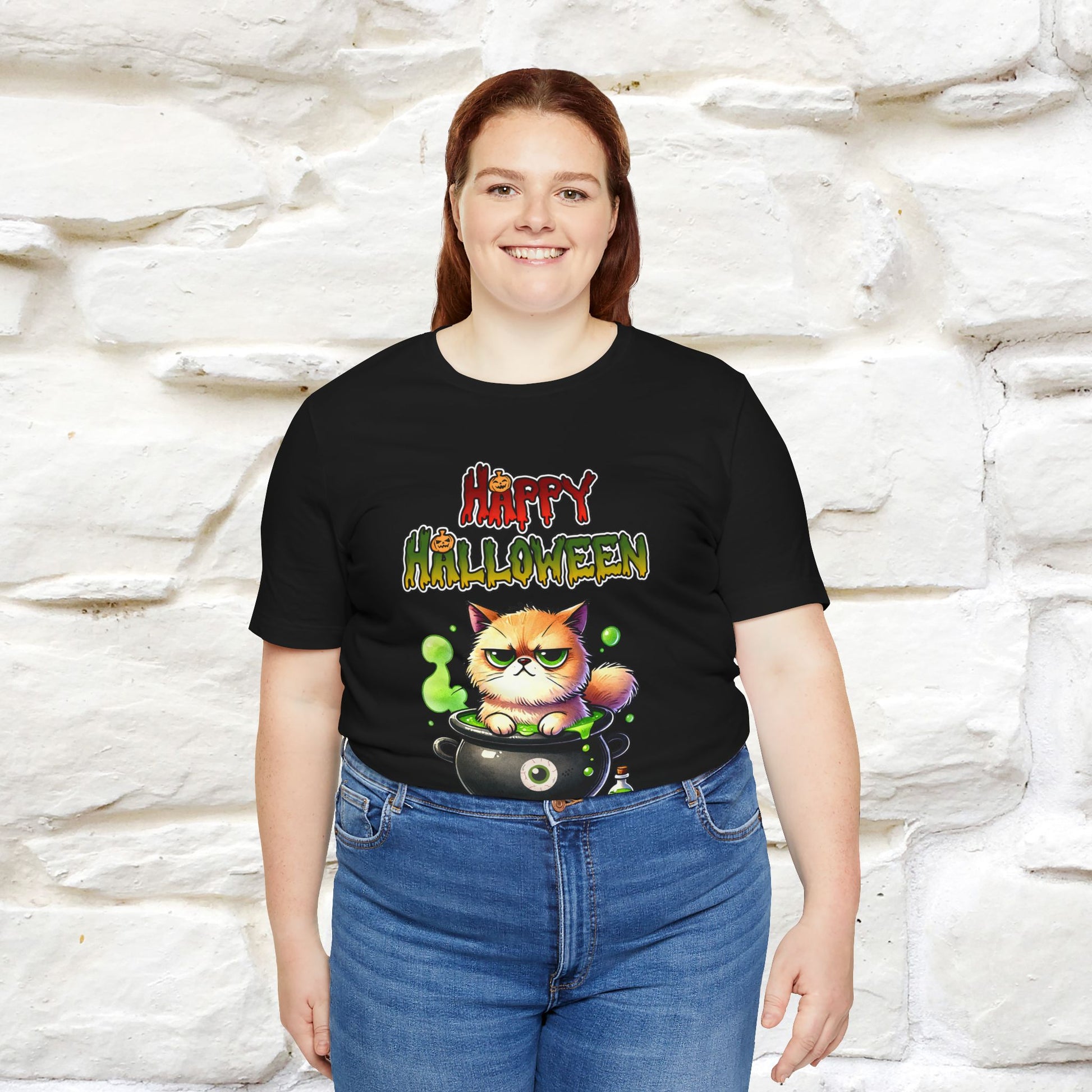 "Angry Cat Happy Halloween" Cat  T-shirt |Nunu&Miao Studio - Nunu&Miao Studio