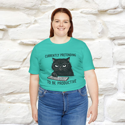 "Currently Pretending To Be Productive" |Cat T-Shirt | Nunu&Miao Studio - Nunu&Miao Studio