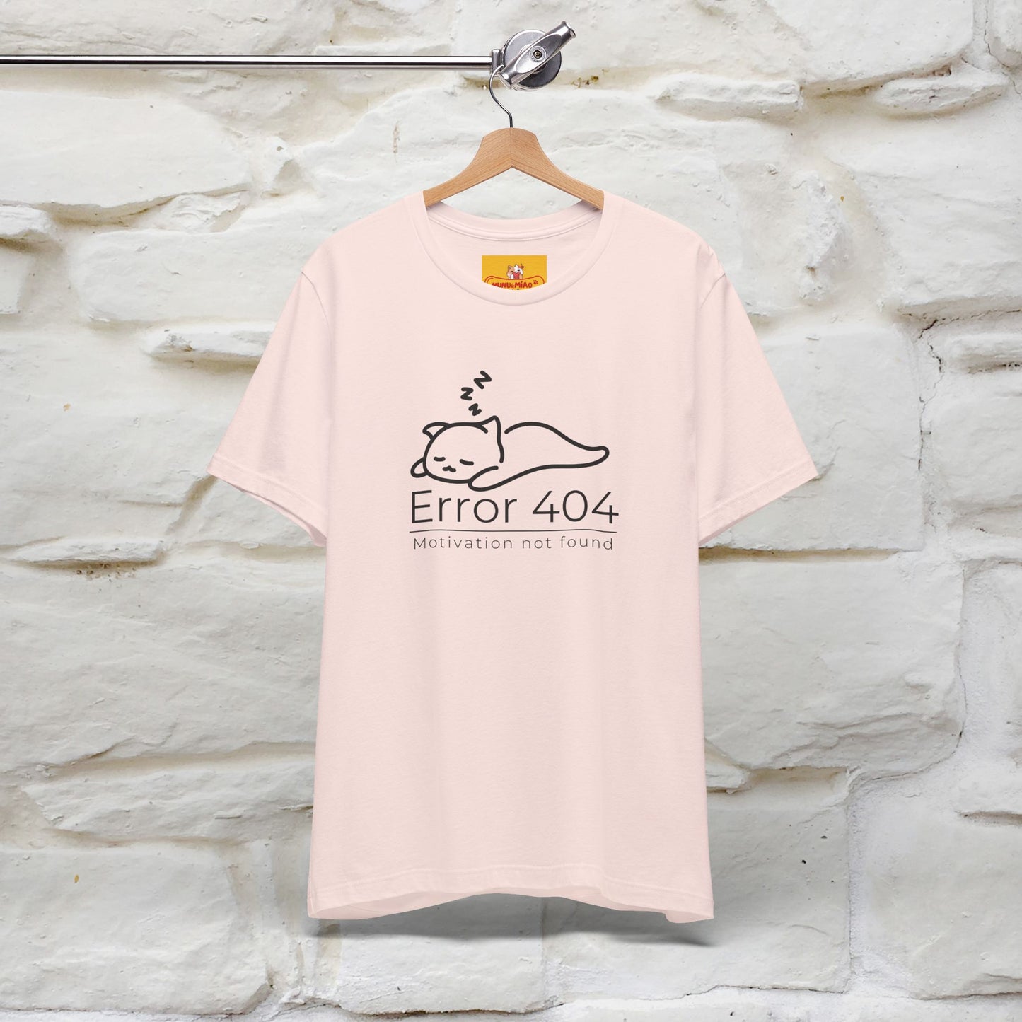 ''Error 404 Motivation Not Found'' Cat T-Shirt Front and Back Design | Nunu&Miao Studio - Nunu&Miao Studio